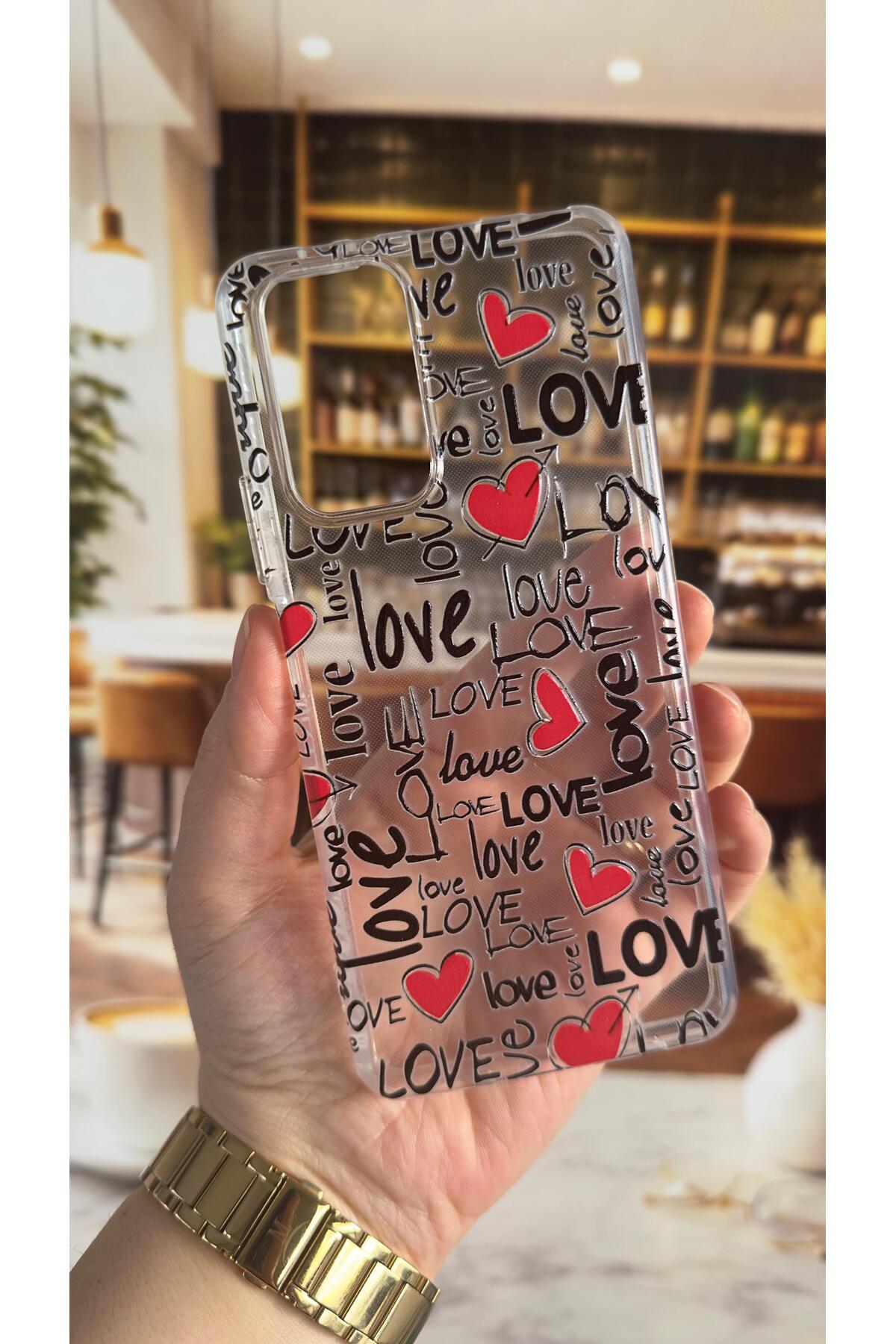 Redmi Note 10 Pro Uyumlu Love Yazı Desenli Şeffaf Darbe Emici Kamera Korumalı Clear Kılıf