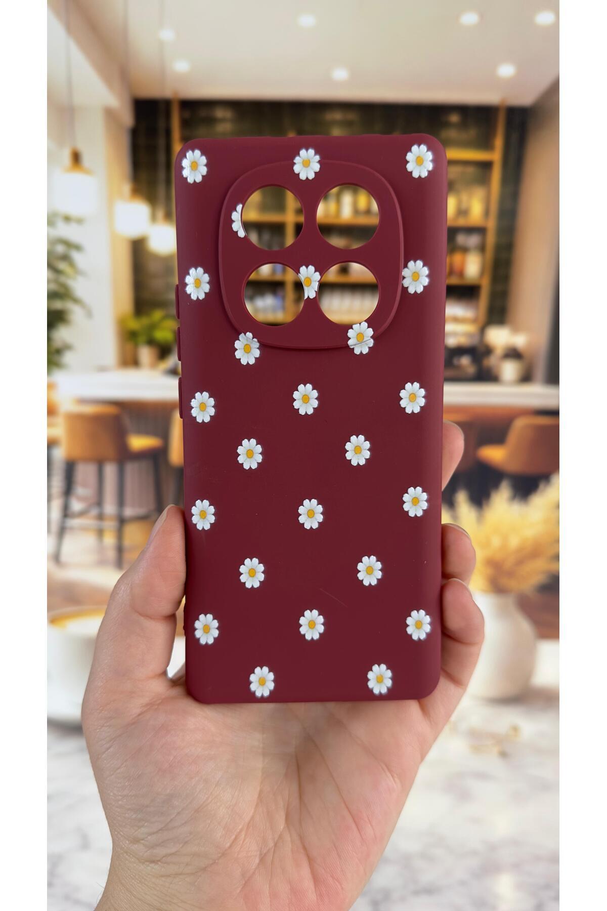 Redmi Note 14 Pro 4G Uyumlu Beyaz Papatya Desenli Silikon Darbe Emici Klasik Korumalı Rubber Kılıf