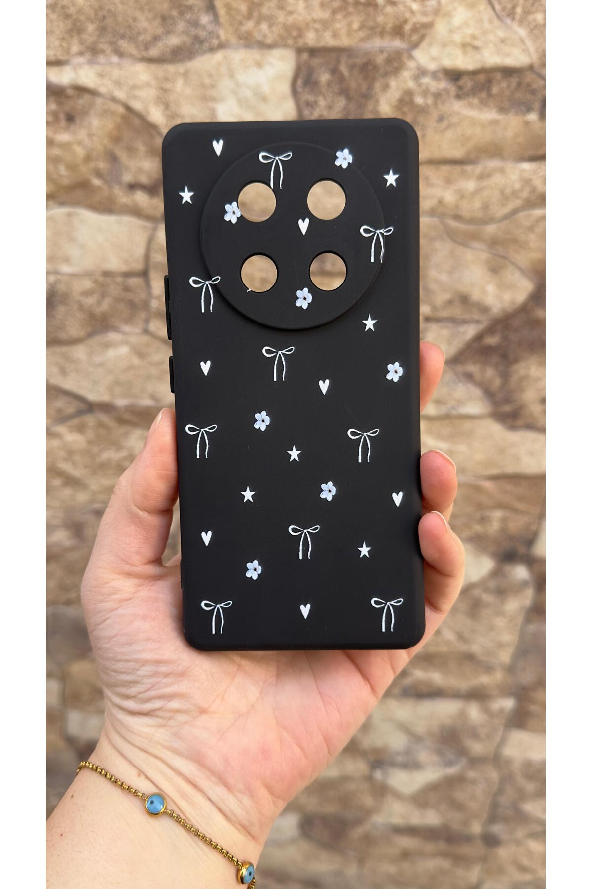 Honor Magic 7 Lite 5G Uyumlu Mini Fiyonk Desenli Silikon Darbe Emici Klasik Korumalı Rubber Kılıf