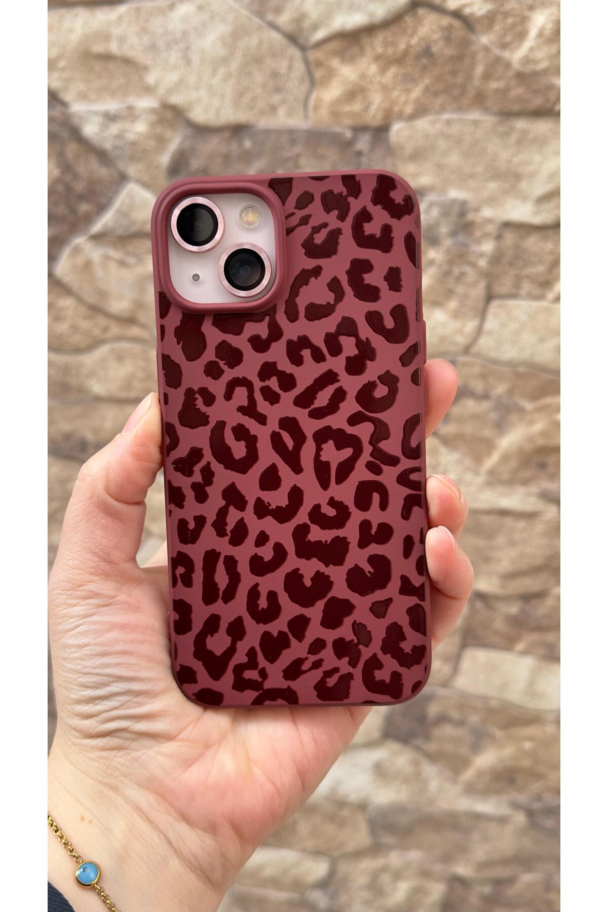 iPhone 13/14 Uyumlu Leopar Desenli Silikon Darbe Emici Klasik Korumalı Rubber Kılıf