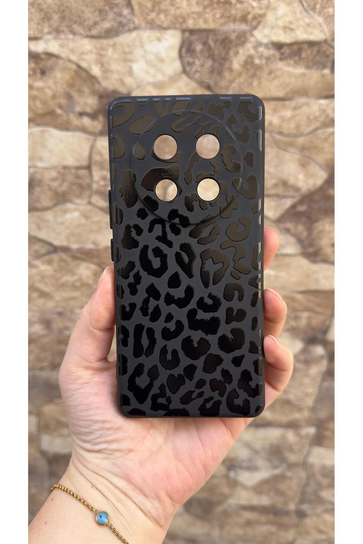 Honor Magic 7 Lite 5G Uyumlu Leopar Desenli Silikon Darbe Emici Klasik Korumalı Rubber Kılıf