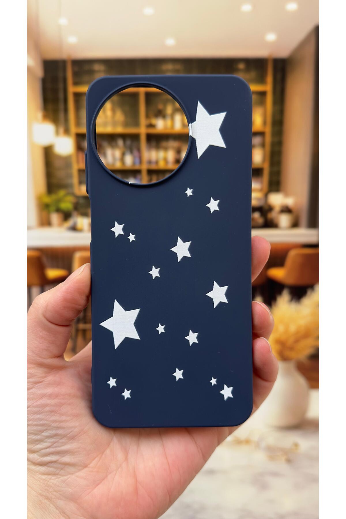 Realme 11 Uyumlu Mini Yıldız Desenli Silikon Darbe Emici Klasik Korumalı Rubber Kılıf