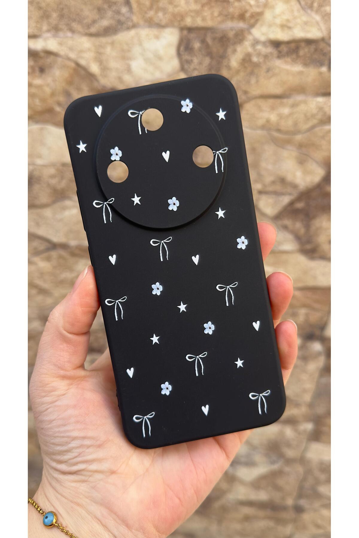 Honor Magic 8 Lite Uyumlu Mini Fiyonk Desenli Silikon Darbe Emici Klasik Korumalı Rubber Kılıf