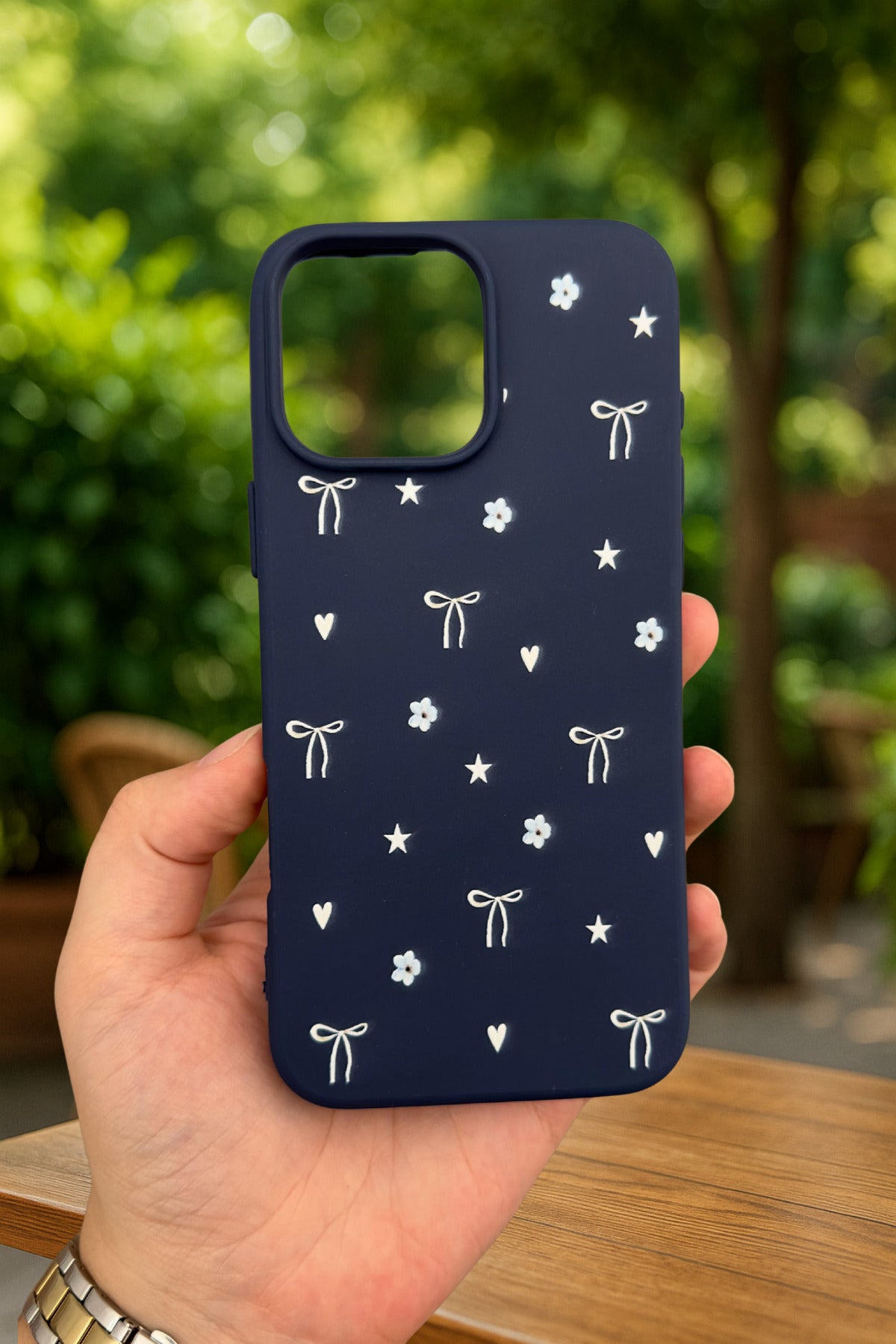 iPhone 14 Plus/15 Plus Uyumlu MİNİ FİYONK DESENLİ Silikon Darbe Emici Klasik Korumalı Rubber Kılıf
