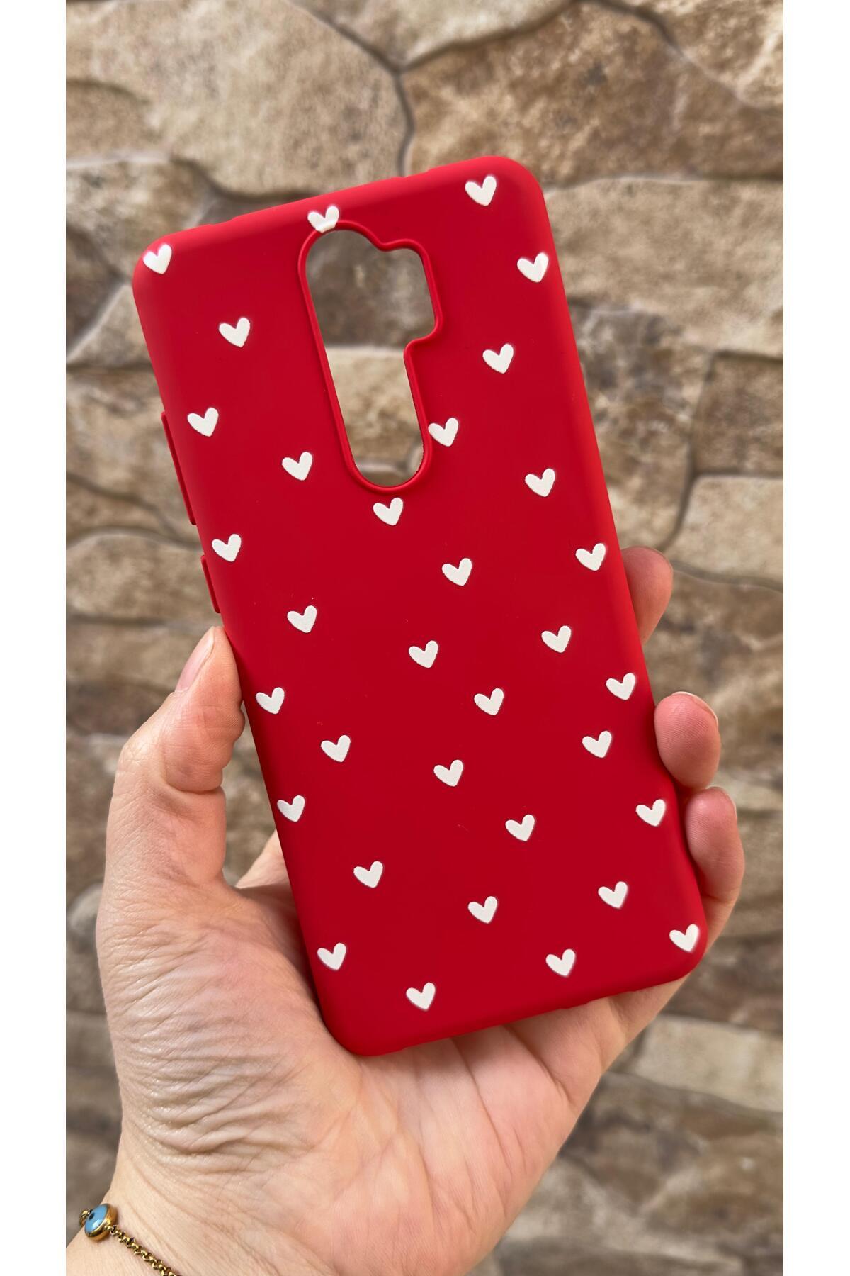 Redmi Note 8 Pro Uyumlu Mini Beyaz Kalp Desenli Silikon Darbe Emici Klasik Korumalı Rubber Kılıf
