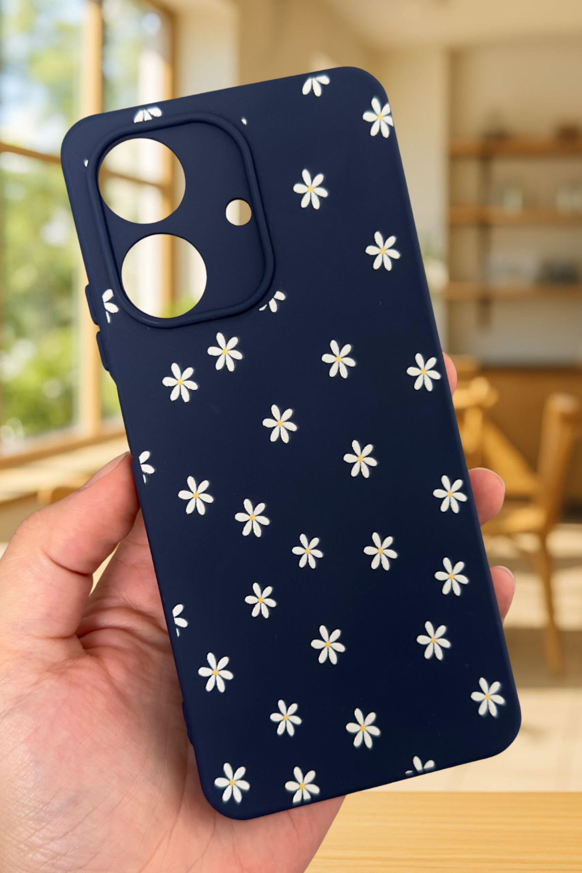 REALME NOTE 60 Uyumlu Mini Papatya Desenli Silikon Darbe Emici Klasik Korumalı Rubber Kılıf