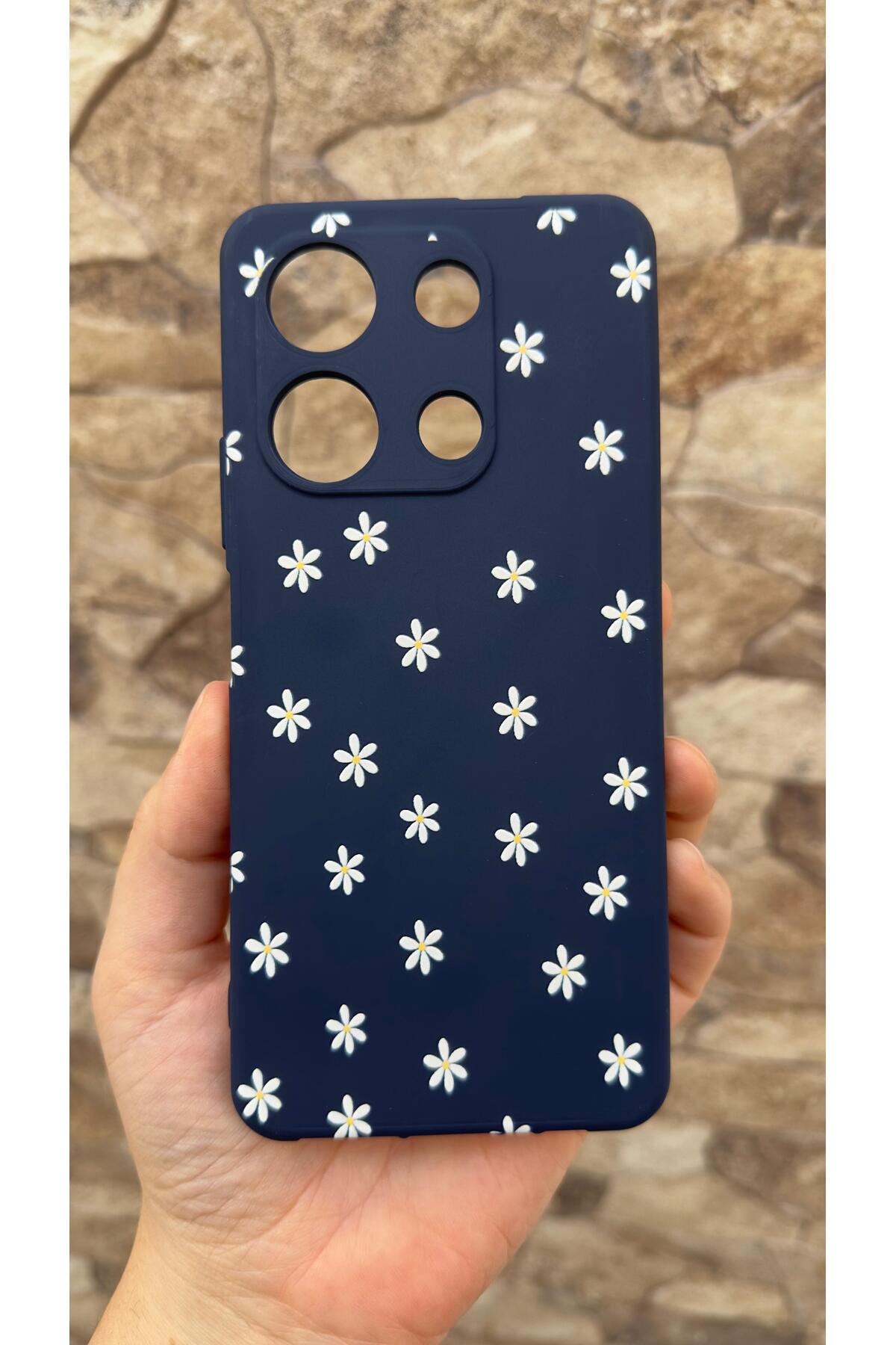 İNFİNİX NOTE 30 Uyumlu Mini Papatya Desenli Silikon Darbe Emici Klasik Korumalı Rubber Kılıf