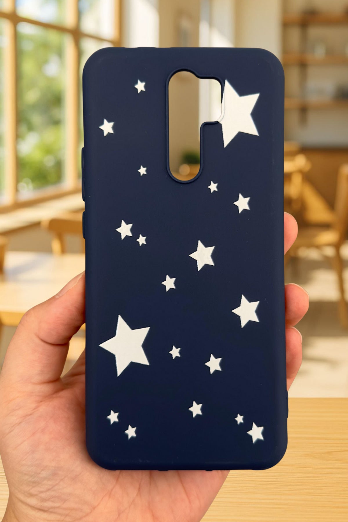 Xiaomi Redmi 9 Uyumlu Mini Yıldız Desenli Silikon Darbe Emici Klasik Korumalı Rubber Kılıf