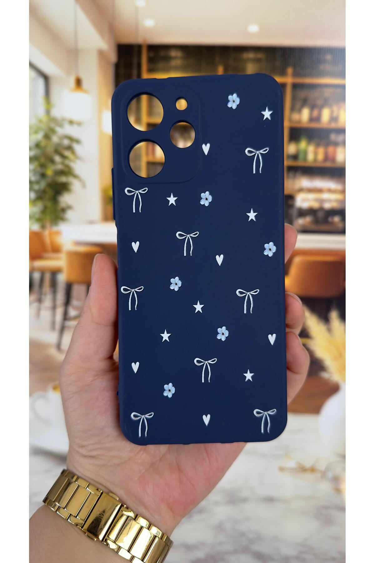 Redmi 12 Uyumlu Mini Fiyonk Desenli Silikon Darbe Emici Klasik Korumalı Rubber Kılıf