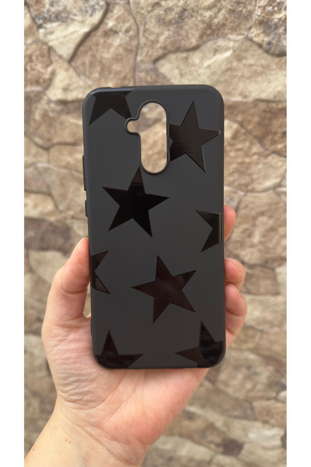 HUAWEİ Mate 20 Lite Uyumlu Star Desenli Silikon Darbe Emici Klasik Korumalı Rubber Kılıf