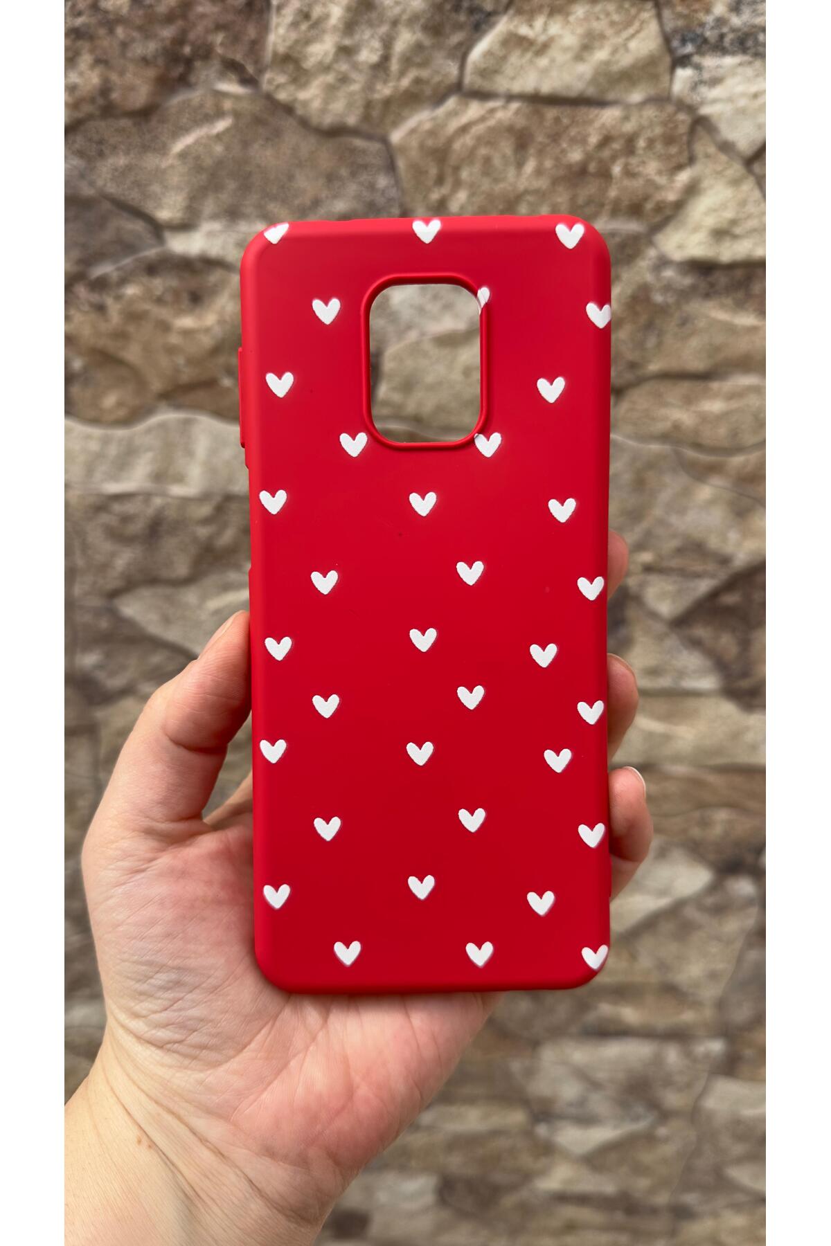 Redmi Note 9 Pro/9S Uyumlu Mini Beyaz Kalp Desenli Silikon Darbe Emici Klasik Korumalı Rubber Kılıf