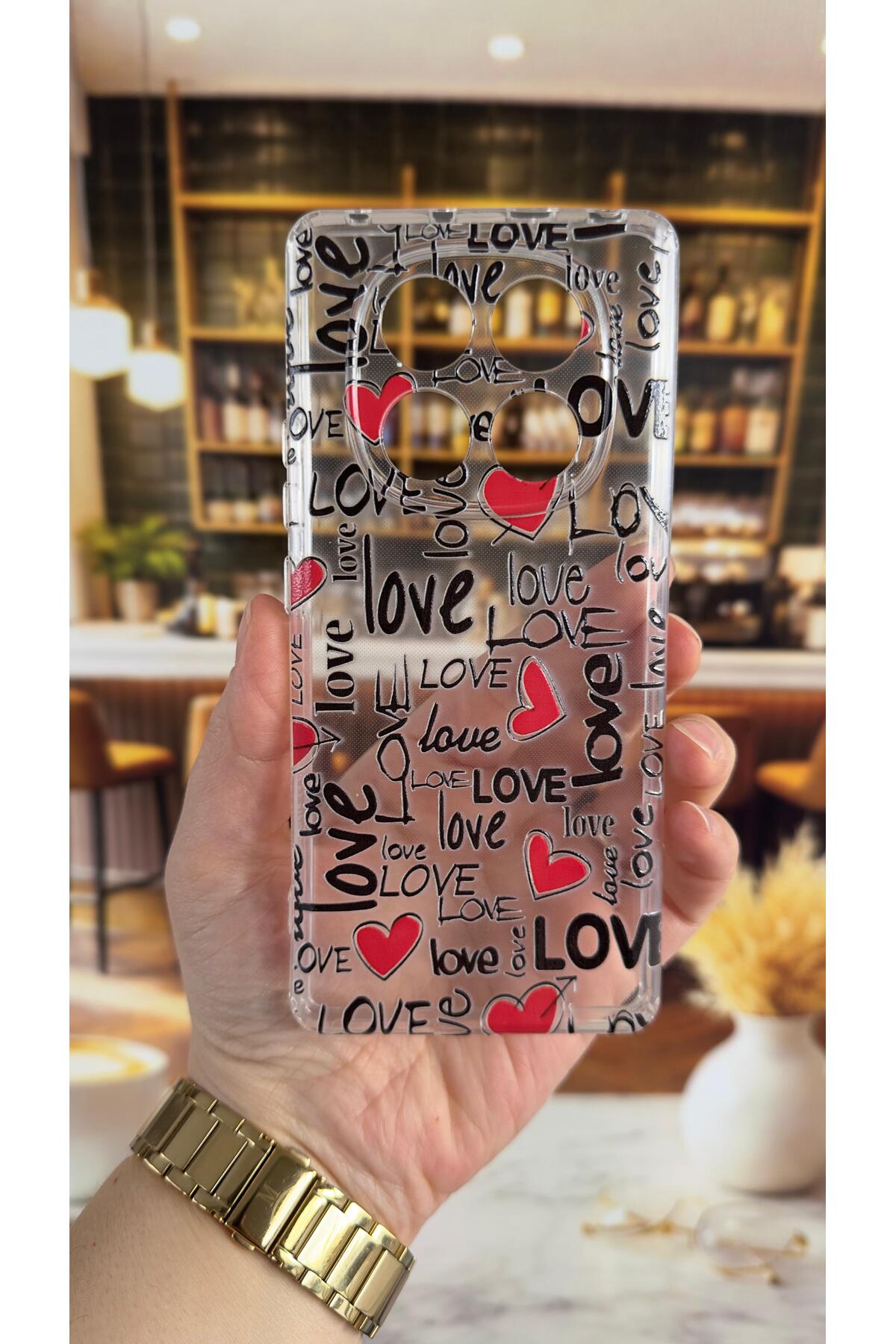Redmi Note 14 Pro 4G Uyumlu Love Yazı Desenli Şeffaf Darbe Emici Kamera Korumalı Clear Kılıf