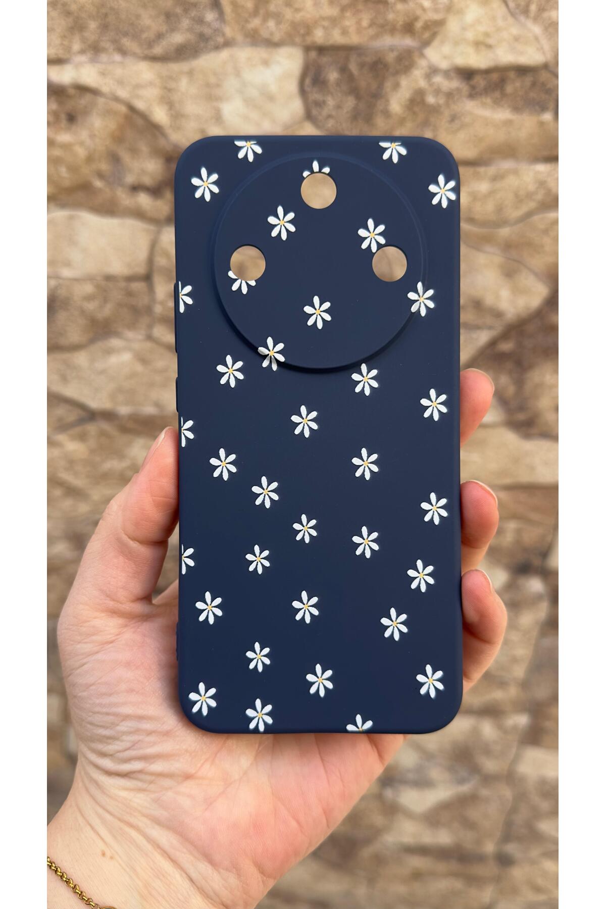 Honor Magic 8 Lite Uyumlu Mini Papatya Desenli Silikon Darbe Emici Klasik Korumalı Rubber Kılıf