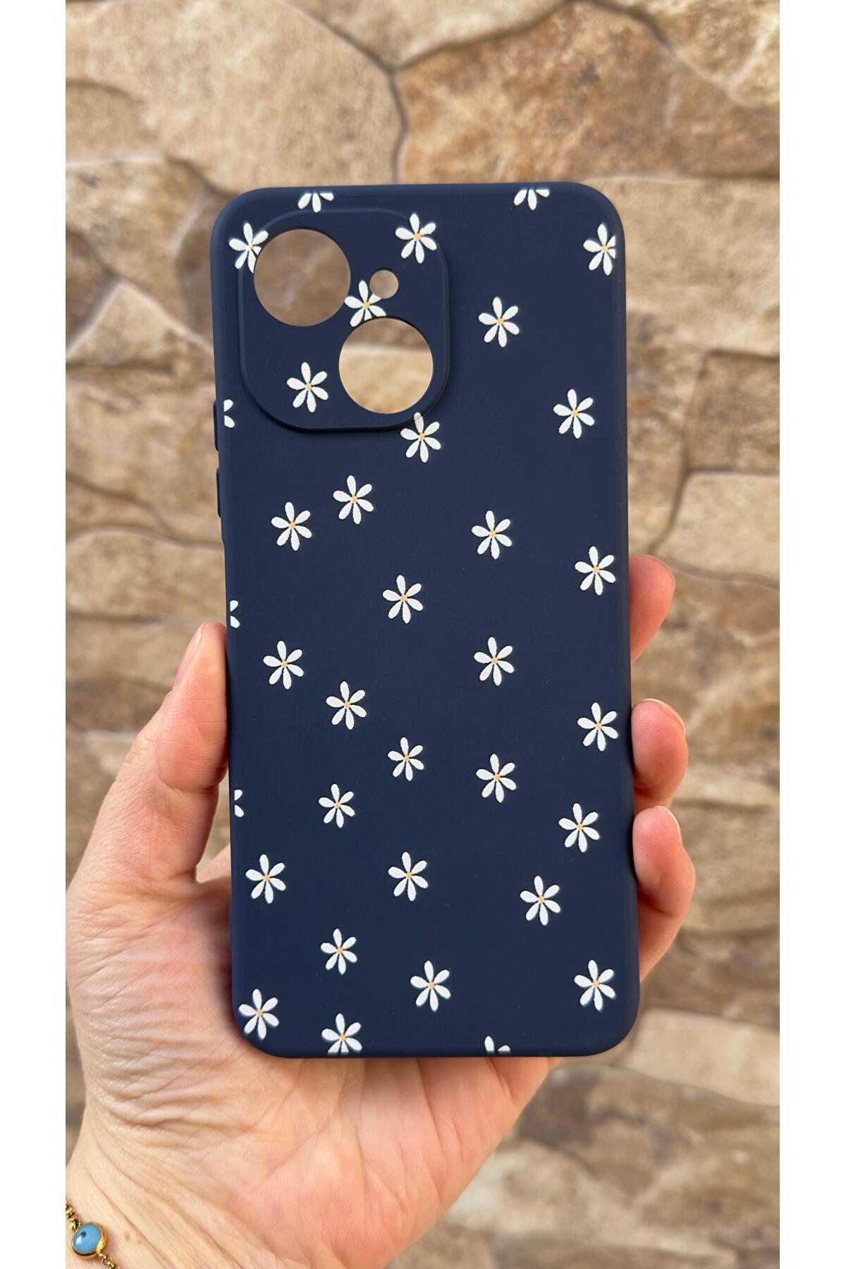 Tecno Spark 40C Uyumlu Mini Papatya Desenli Silikon Darbe Emici Klasik Korumalı Rubber Kılıf