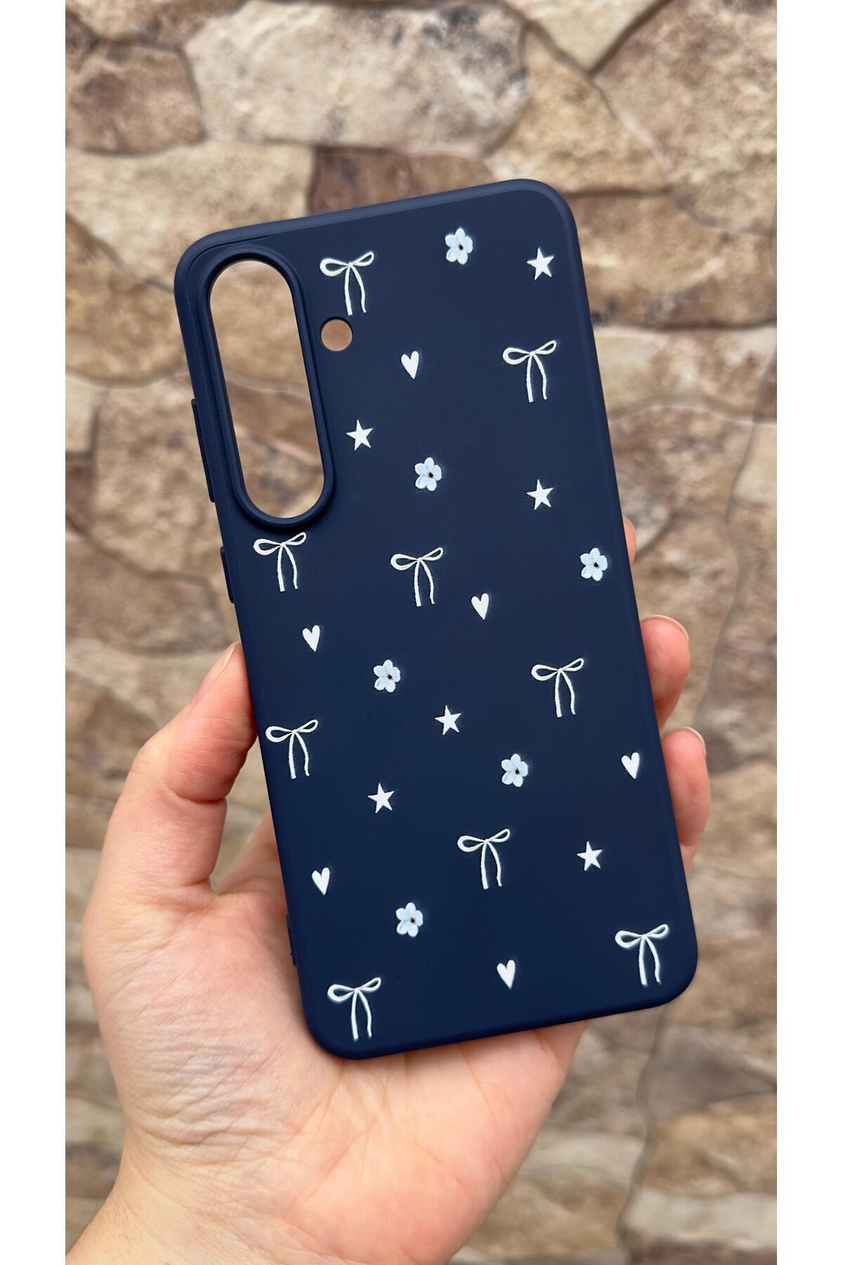 Samsung Galaxy S25 FE Uyumlu Mini Fiyonk Desenli Silikon Darbe Emici Klasik Korumalı Rubber Kılıf277