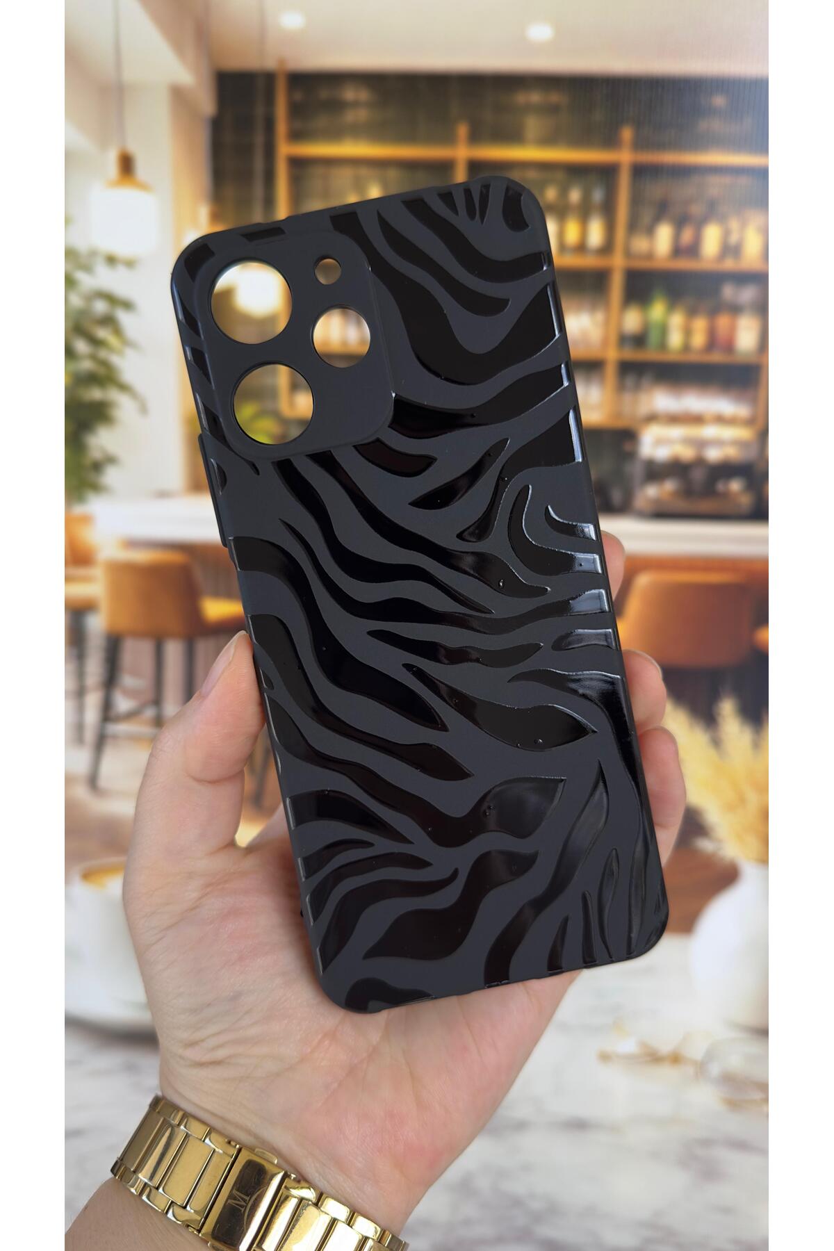 Redmi 12 Uyumlu Zebra Desenli Silikon Darbe Emici Klasik Korumalı Rubber Kılıf