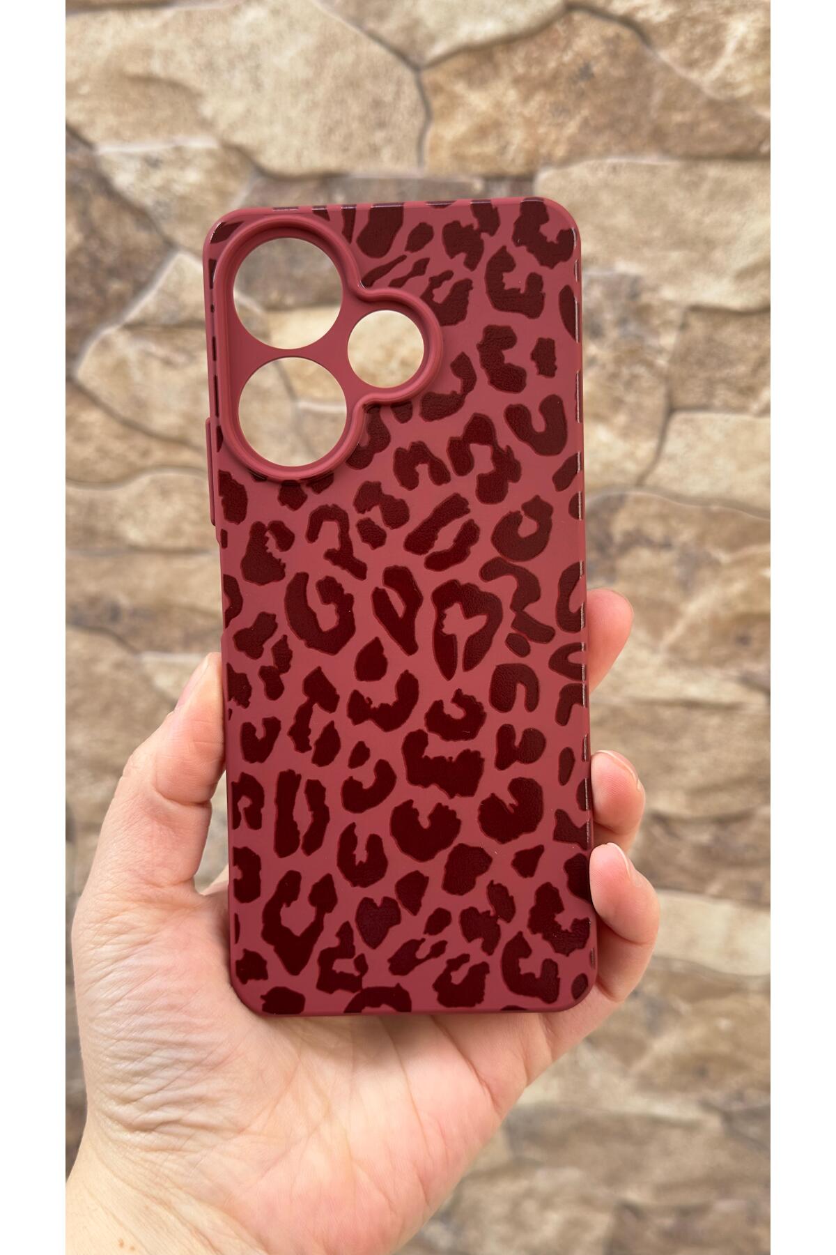 Redmi 13 4G Uyumlu Leopar Desenli Silikon Darbe Emici Klasik Korumalı Rubber Kılıf