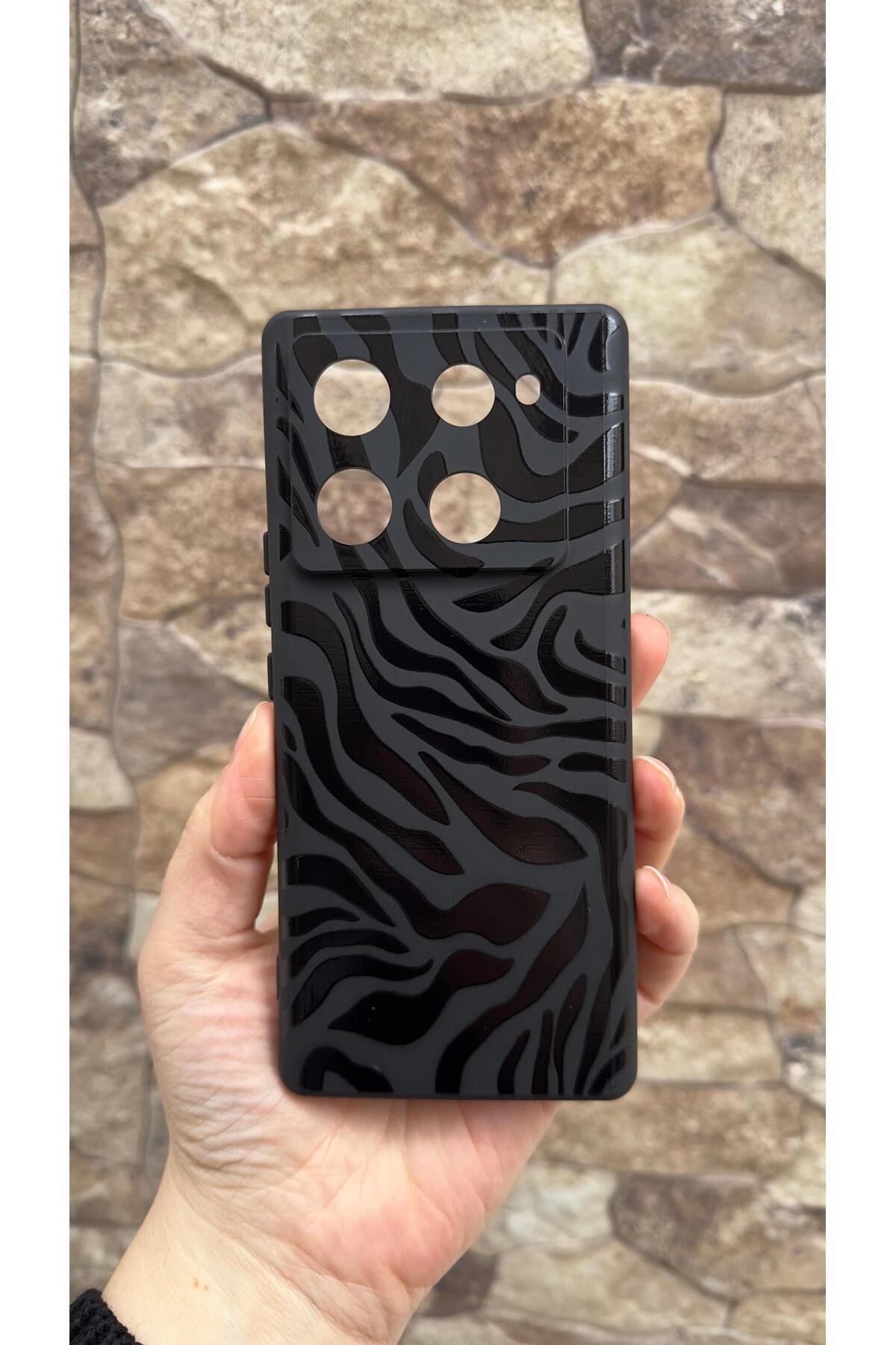 İnfınıx Note 40 Pro Uyumlu Zebra Desenli Silikon Darbe Emici Klasik Korumalı Rubber Kılıf