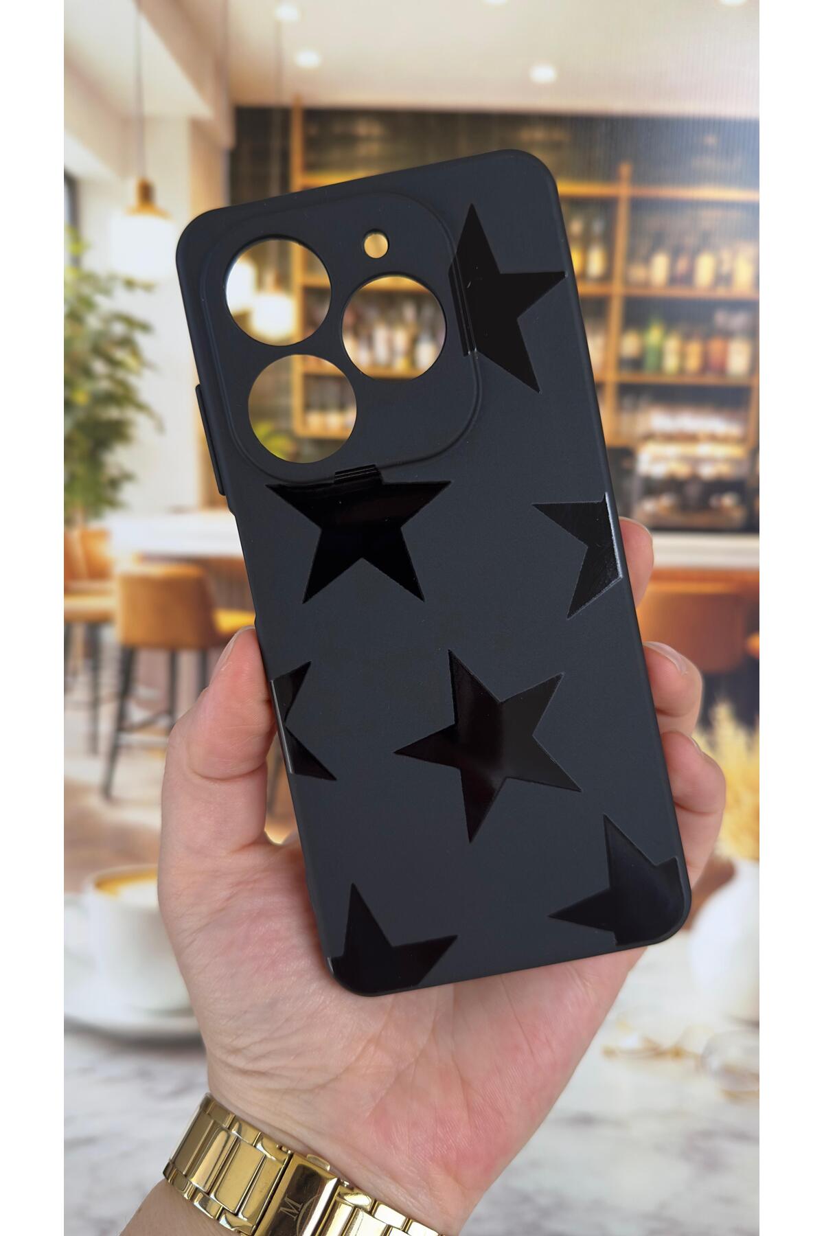 Tecno Spark 20/20C Uyumlu Star Silikon Darbe Emici Klasik Korumalı Rubber Kılıf