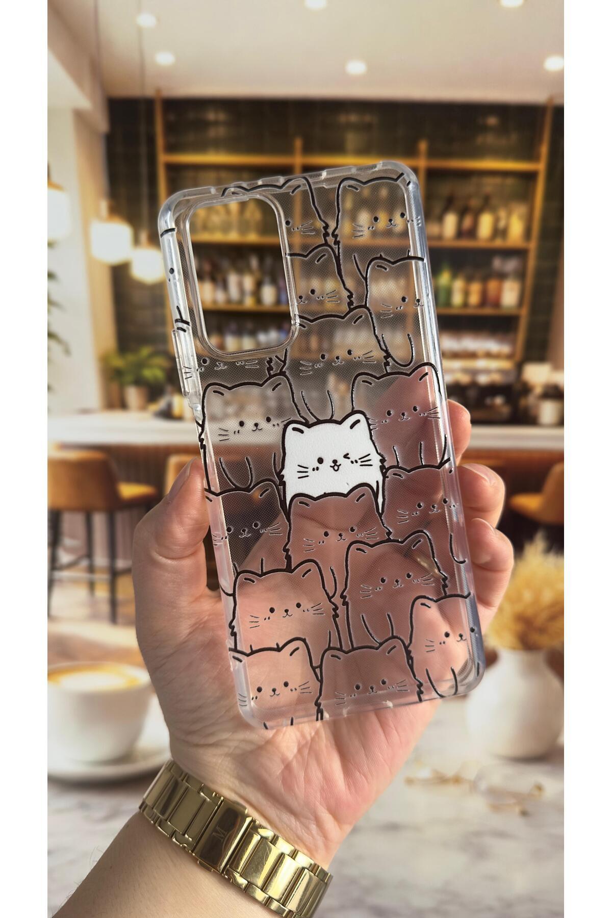 Redmi Note 10 Pro Uyumlu Manycat Desenli Şeffaf Darbe Emici Kamera Korumalı Clear Kılıf