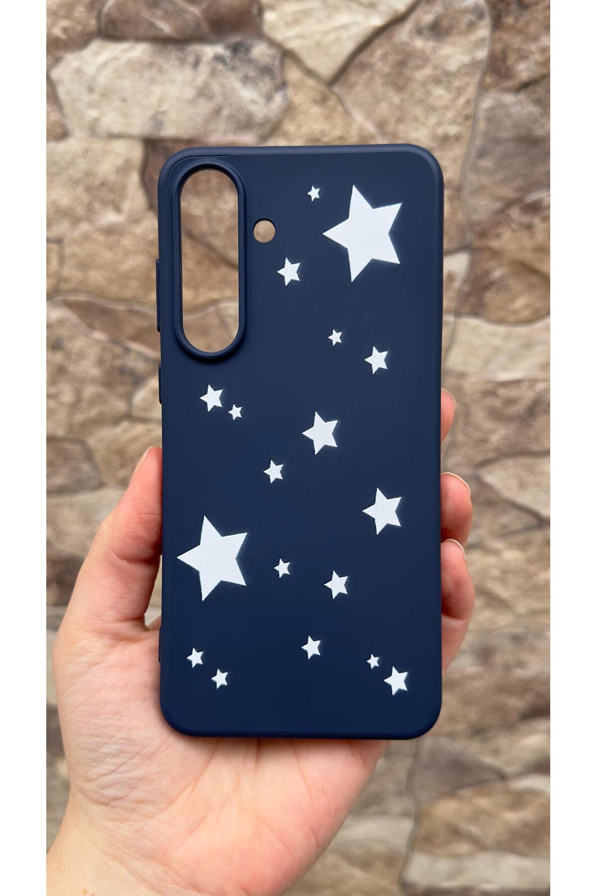 Samsung Galaxy S25 FE Uyumlu Mini Yıldız Desenli Silikon Darbe Emici Klasik Korumalı Rubber Kılıf277