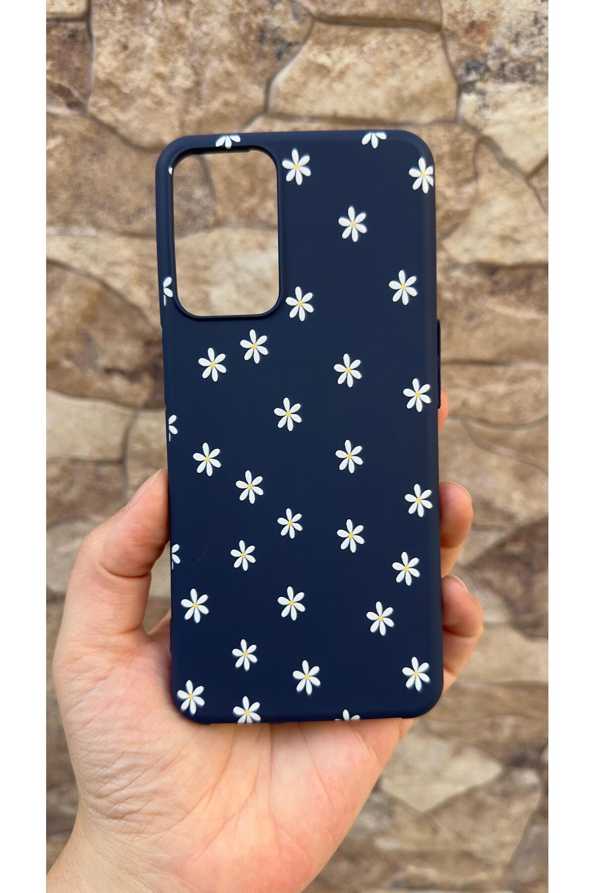 OPPO A16 Uyumlu Mini Papatya Desenli Silikon Darbe Emici Klasik Korumalı Rubber Kılıf