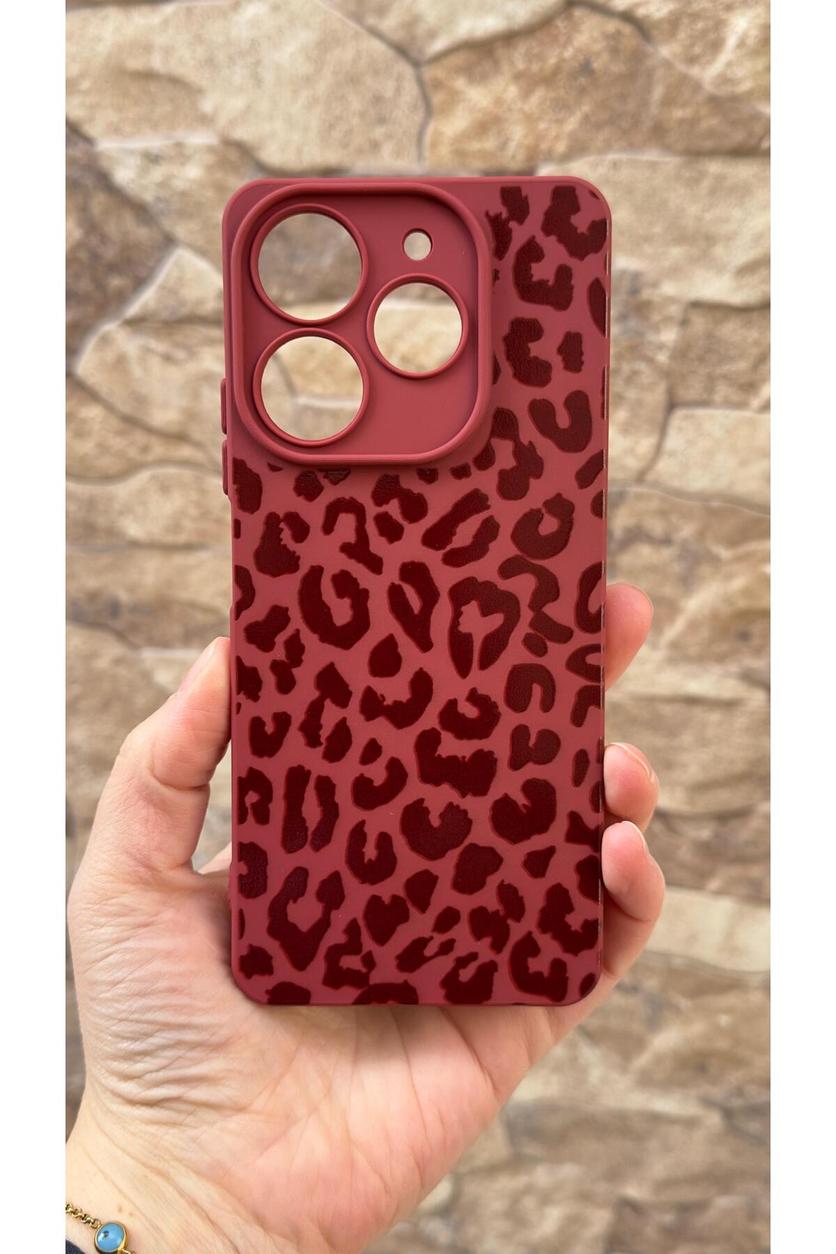 Tecno Spark 10 PRO Uyumlu Leopar Desenli Silikon Darbe Emici Klasik Korumalı Rubber Kılıf