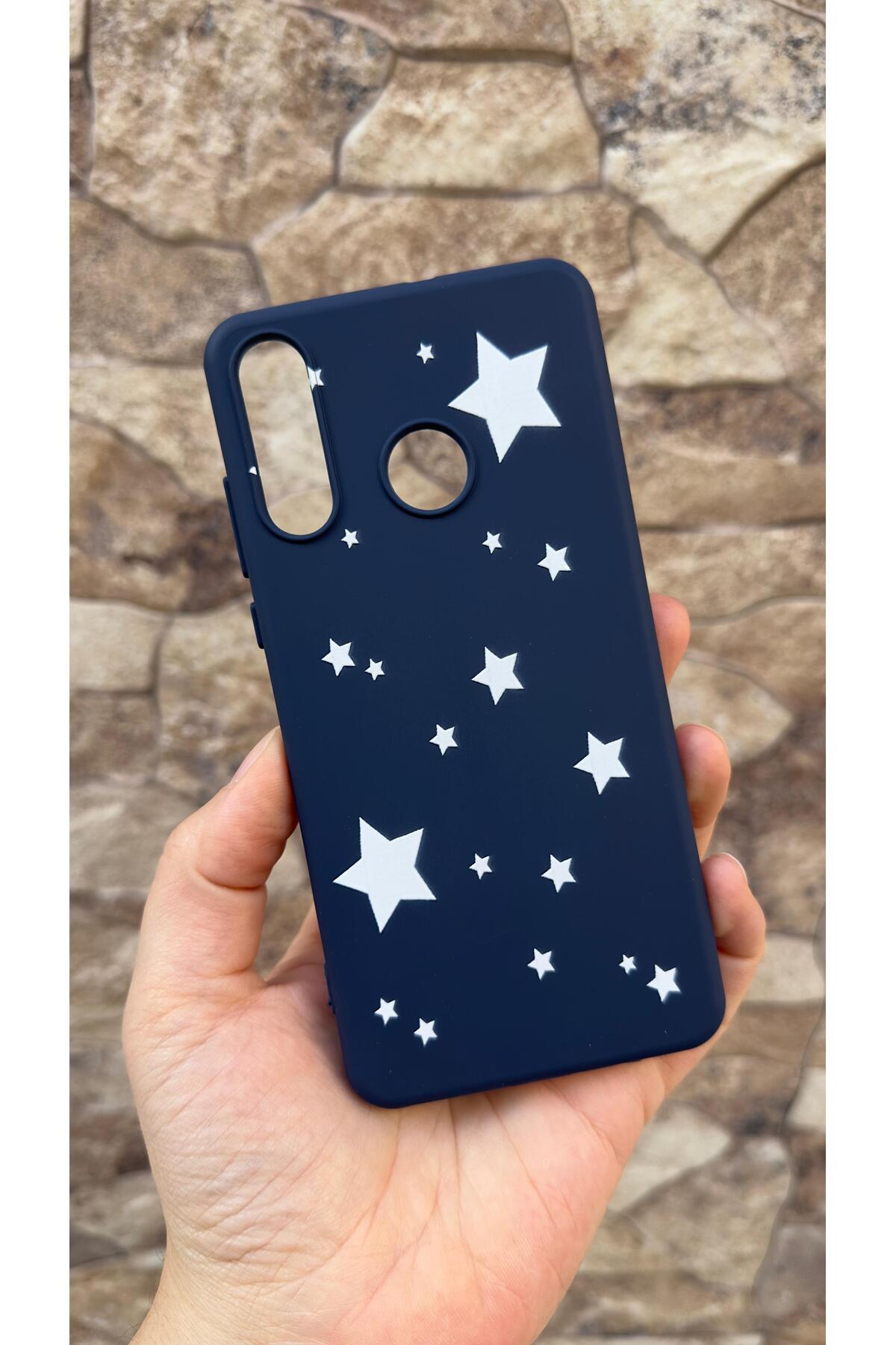 HUAWEİ Y7 2019 Uyumlu Mini Yıldız Desenli Silikon Darbe Emici Klasik Korumalı Rubber Kılıf