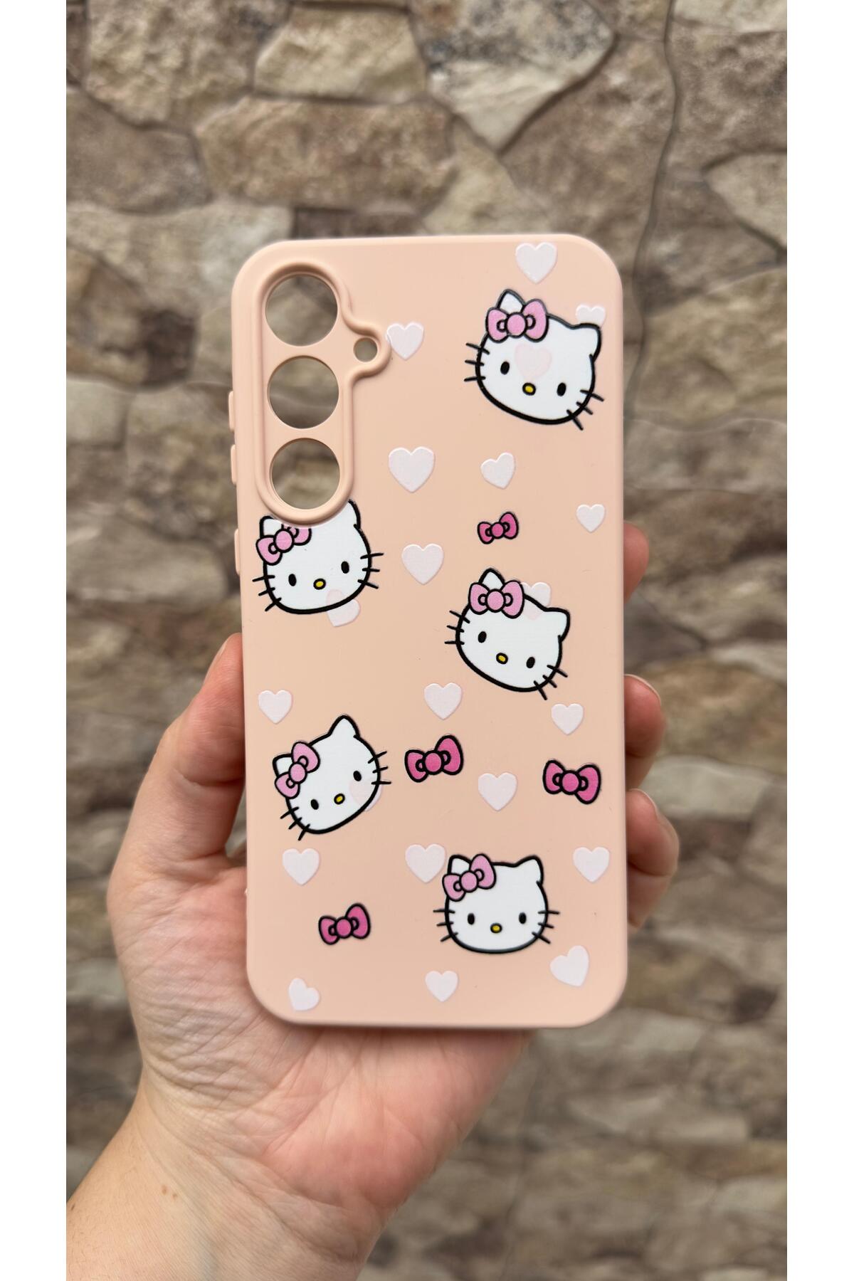 Samsung Galaxy S23FE Uyumlu Hello Kity Silikon Darbe Emici Klasik Korumalı Rubber Kılıf