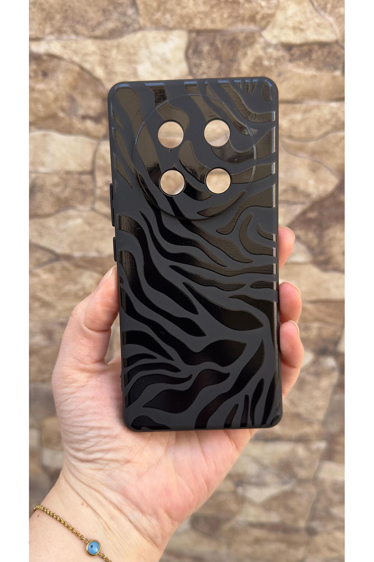 Honor Magic 7 Lite 5G Uyumlu Zebra Desenli Silikon Darbe Emici Klasik Korumalı Rubber Kılıf