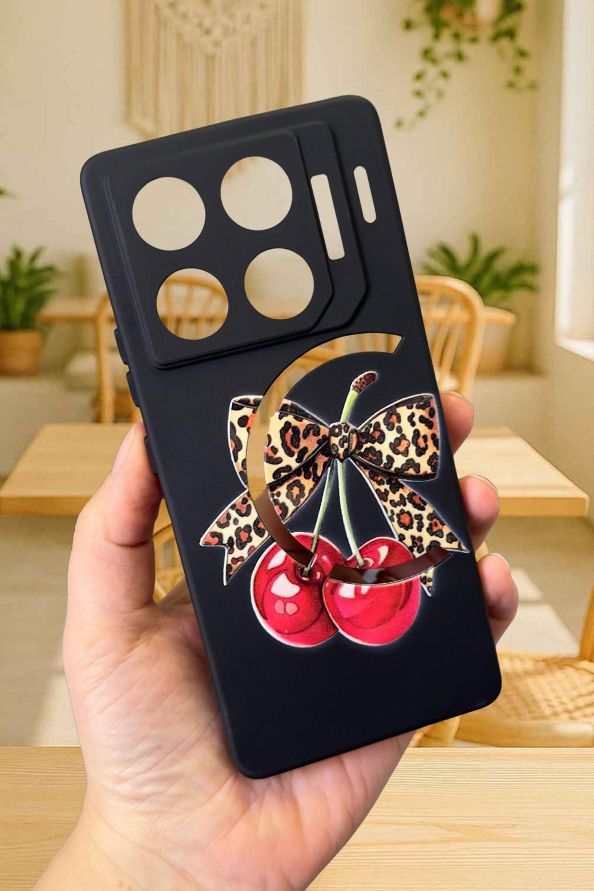 İnfinix GT 20 Pro Uyumlu Kiraz Leopar Fiyonk Desenli Silikon Darbe Emici Rubber Kılıf