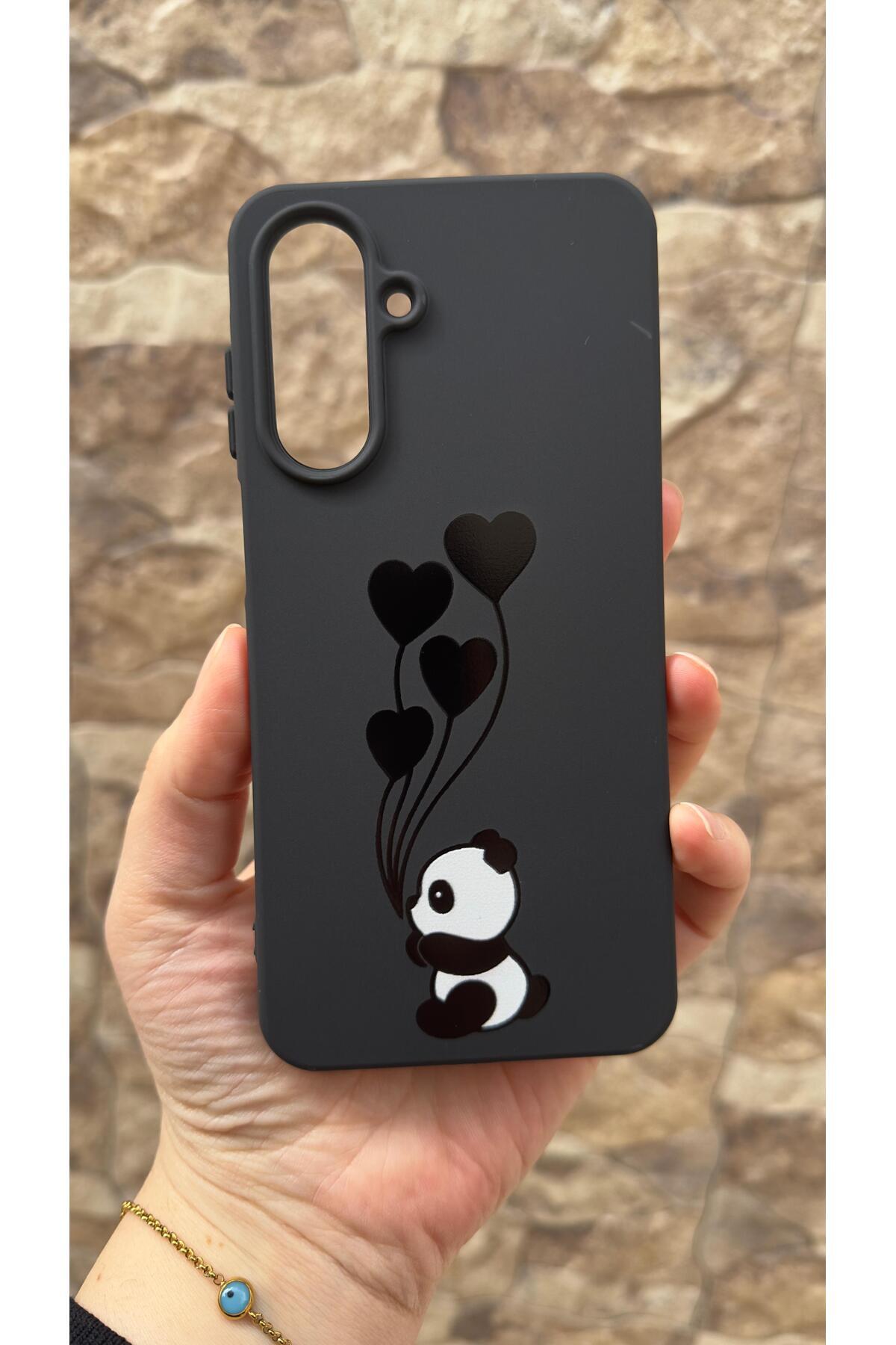 Samsung Galaxy A36 Uyumlu Kalpli Panda Desenli Silikon Darbe Emici Klasik Korumalı Rubber Kılıf