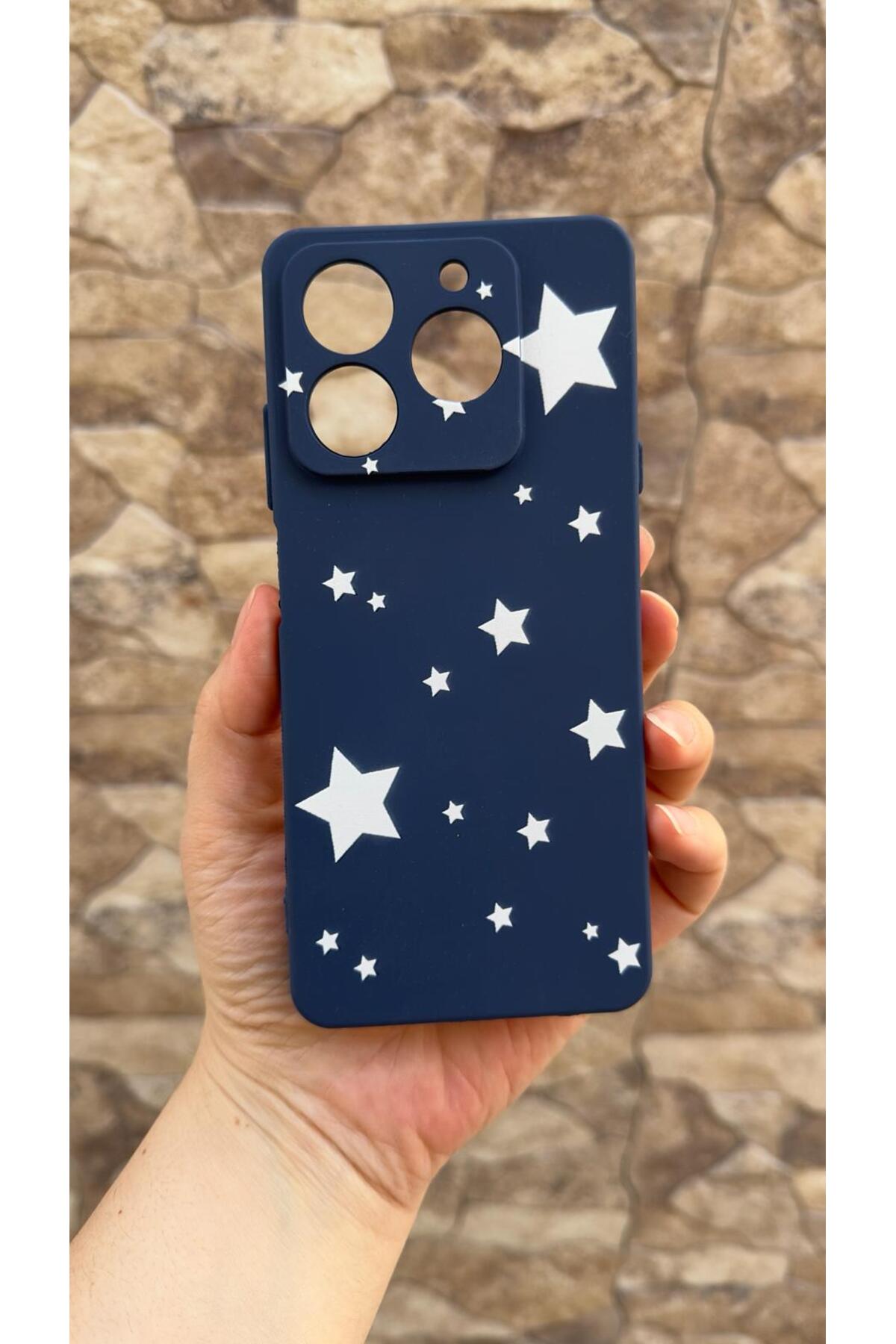General Mobile Era 50 Uyumlu Mini Yıldız Desenli Silikon Darbe Emici Klasik Korumalı Rubber Kılıf