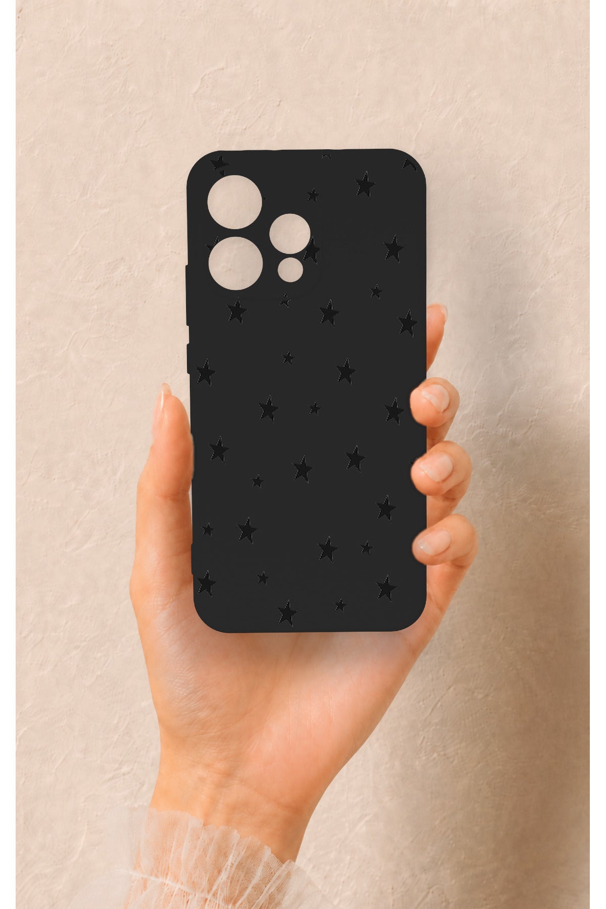 Oppo Reno 15 5G Uyumlu Mini Siyah Yıldız Desenli Silikon Kılıf