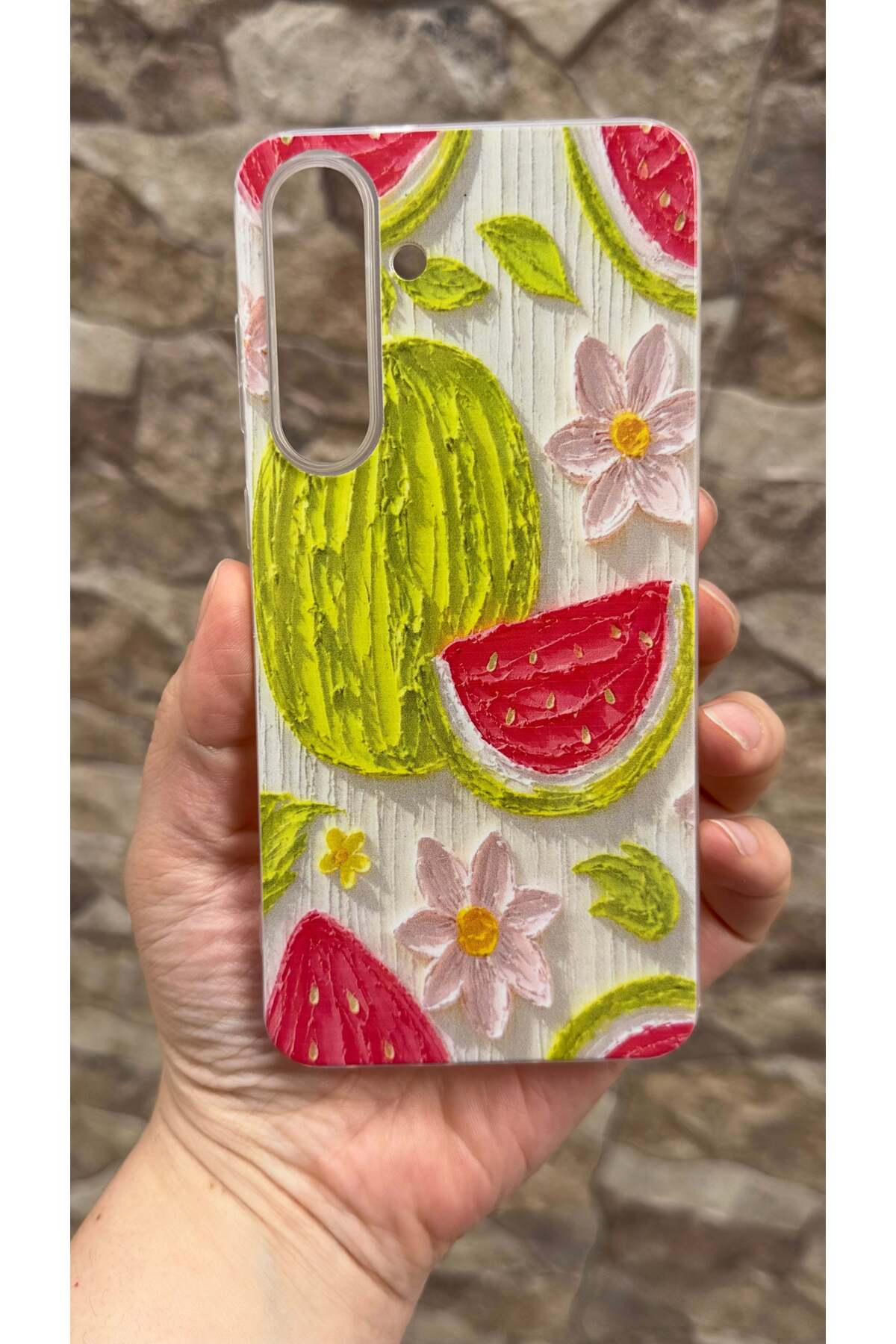 Galaxy S25 FE Uyumlu Karpuz Desenli Yaz Temalı Şeffaf Darbe Emici Kamera Korumalı Clear Kılıf