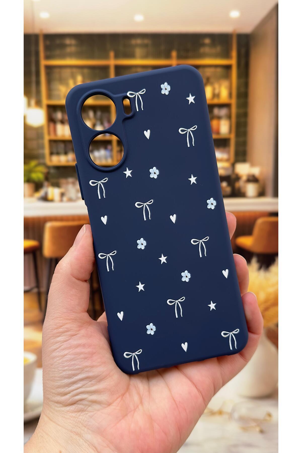 Vivo Y16 Uyumlu Mini Fiyonk Desenli Silikon Darbe Emici Klasik Korumalı Rubber Kılıf