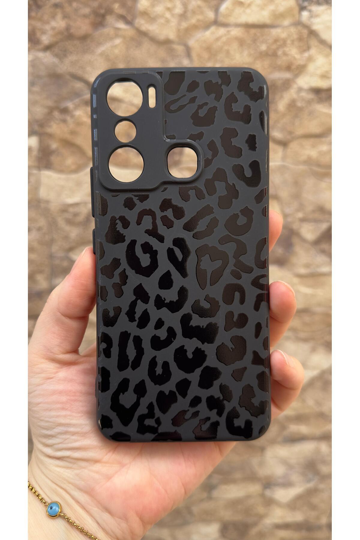 İNFİNİX HOT 20İ Uyumlu Leopar Desenli Silikon Darbe Emici Klasik Korumalı Rubber Kılıf