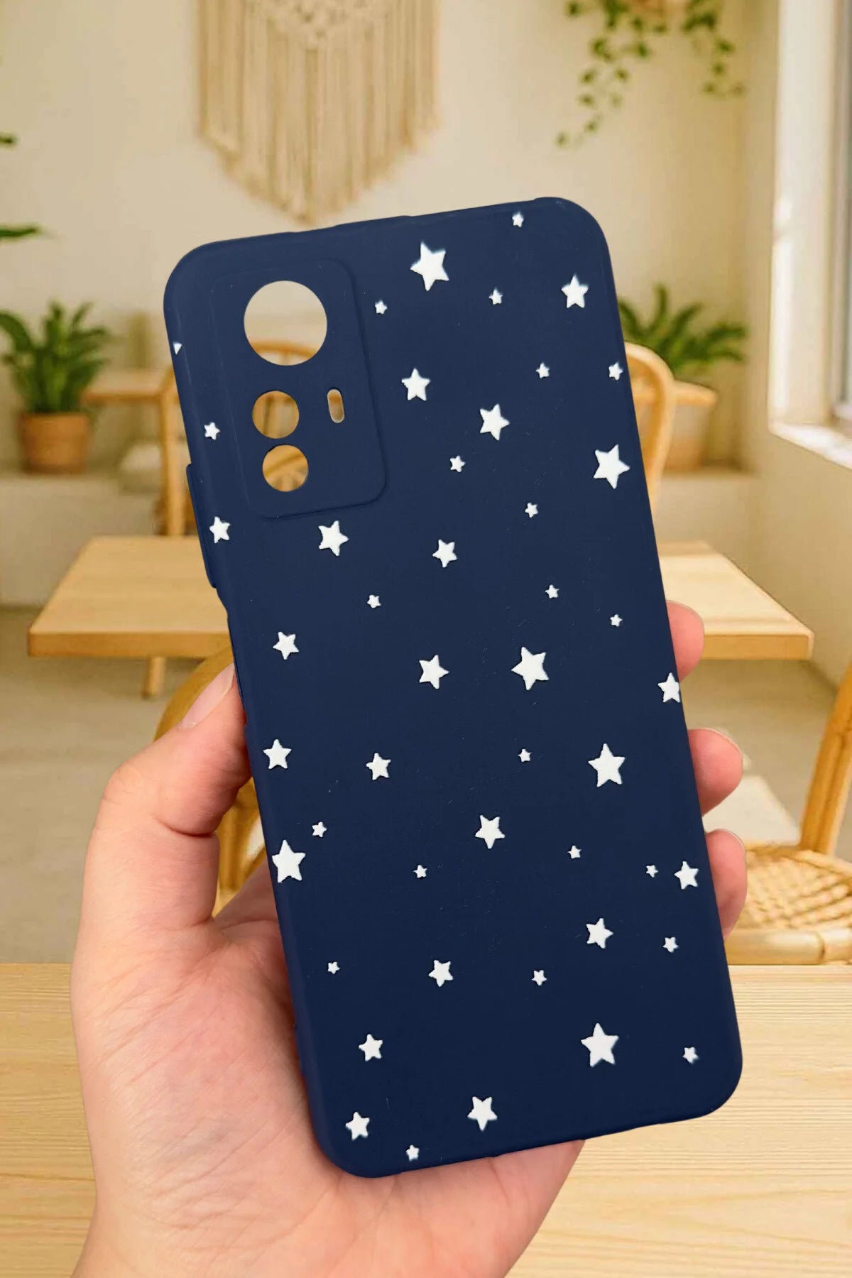 Xiaomi Redmi Note 12S - MİNİMAL YILDIZ DESENLİ Silikon Darbe Emici Klasik Korumalı Rubber Kılıf
