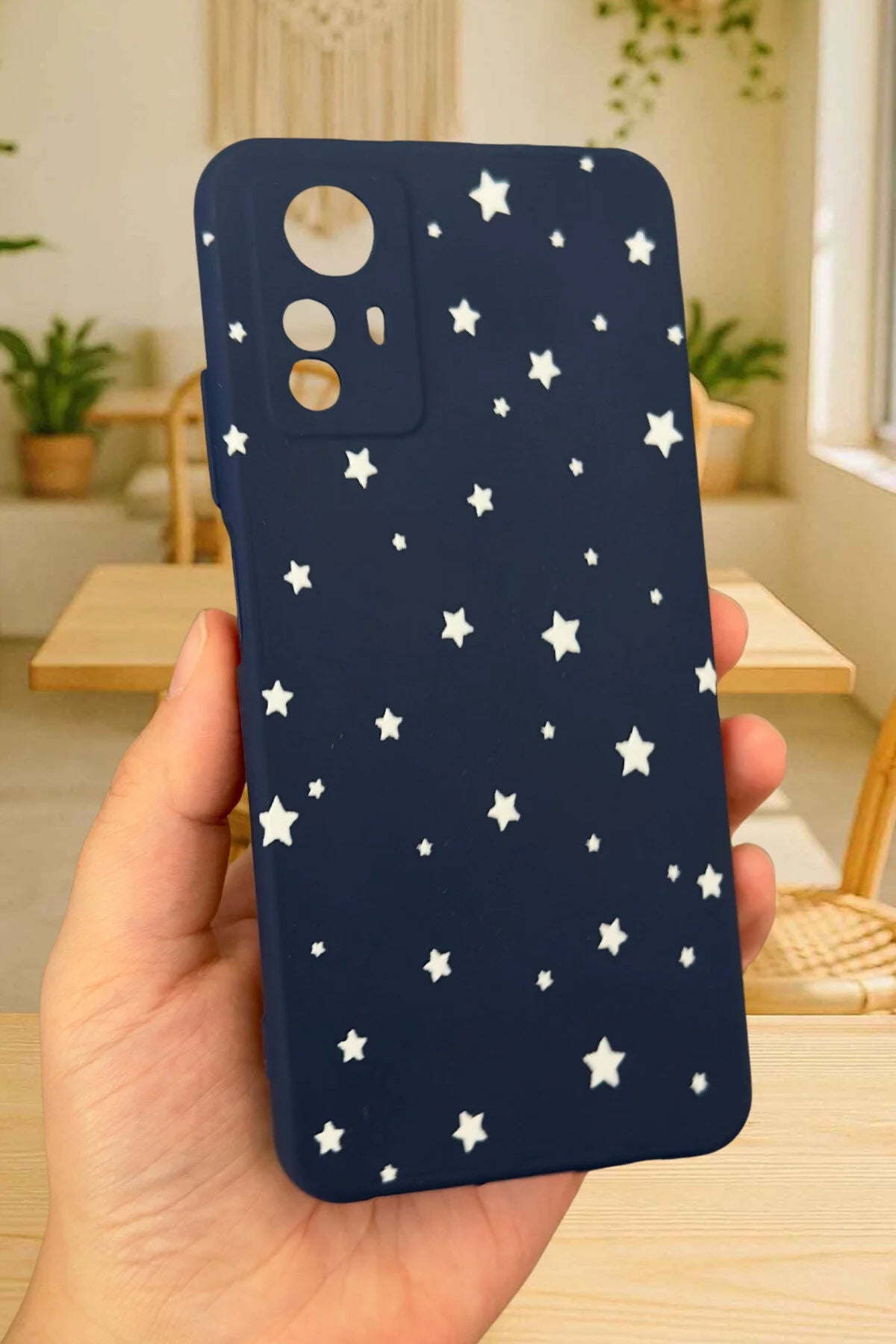 Xiaomi Redmi Note 12S - MİNİMAL YILDIZ DESENLİ Silikon Darbe Emici Klasik Korumalı Rubber Kılıf