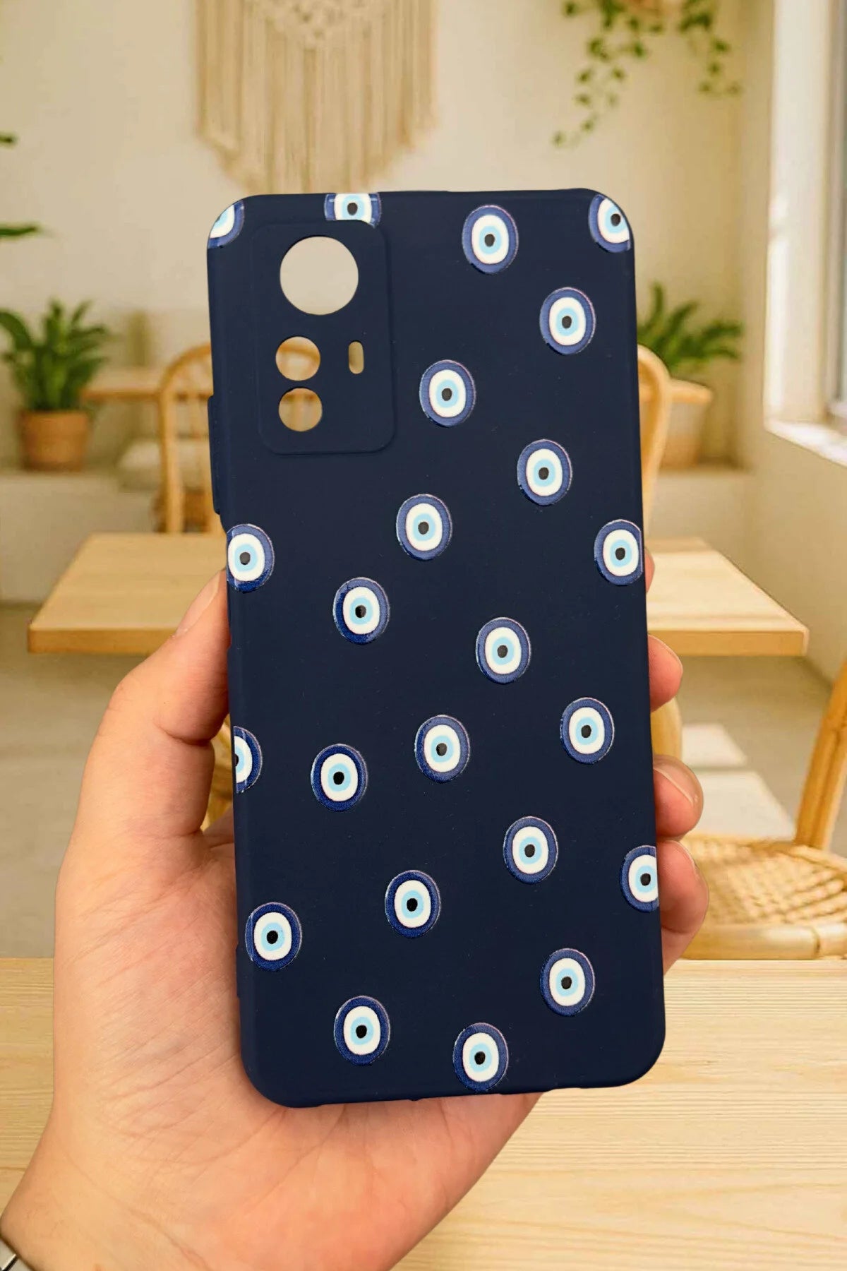 Xiaomi Redmi Note 12S - NAZAR BONCUK DESENLİ Silikon Darbe Emici Klasik Korumalı Rubber Kılıf