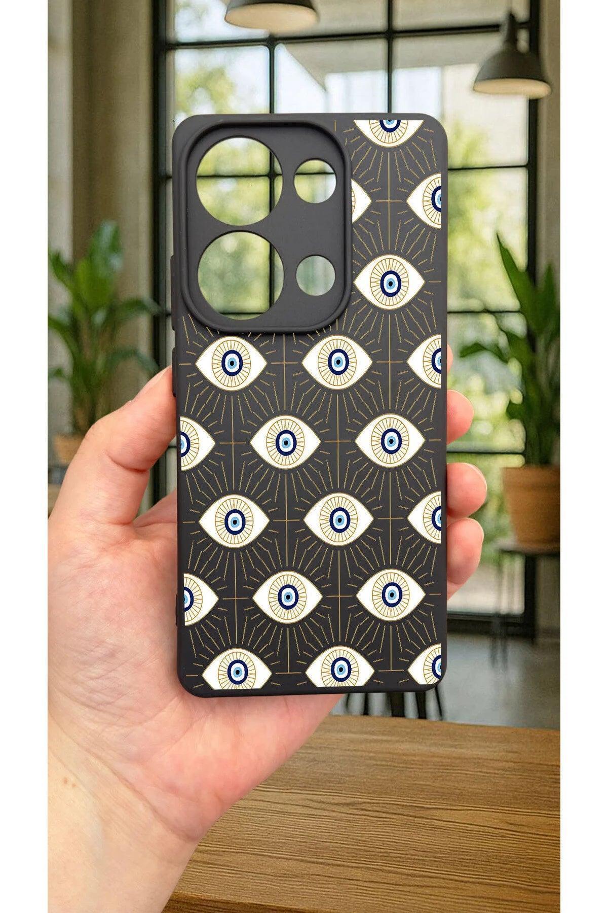 Xiaomi Redmi Note 13 Pro 4G EVIL EYE DESENLİ Silikon Darbe Emici Klasik Korumalı Rubber Kılıf