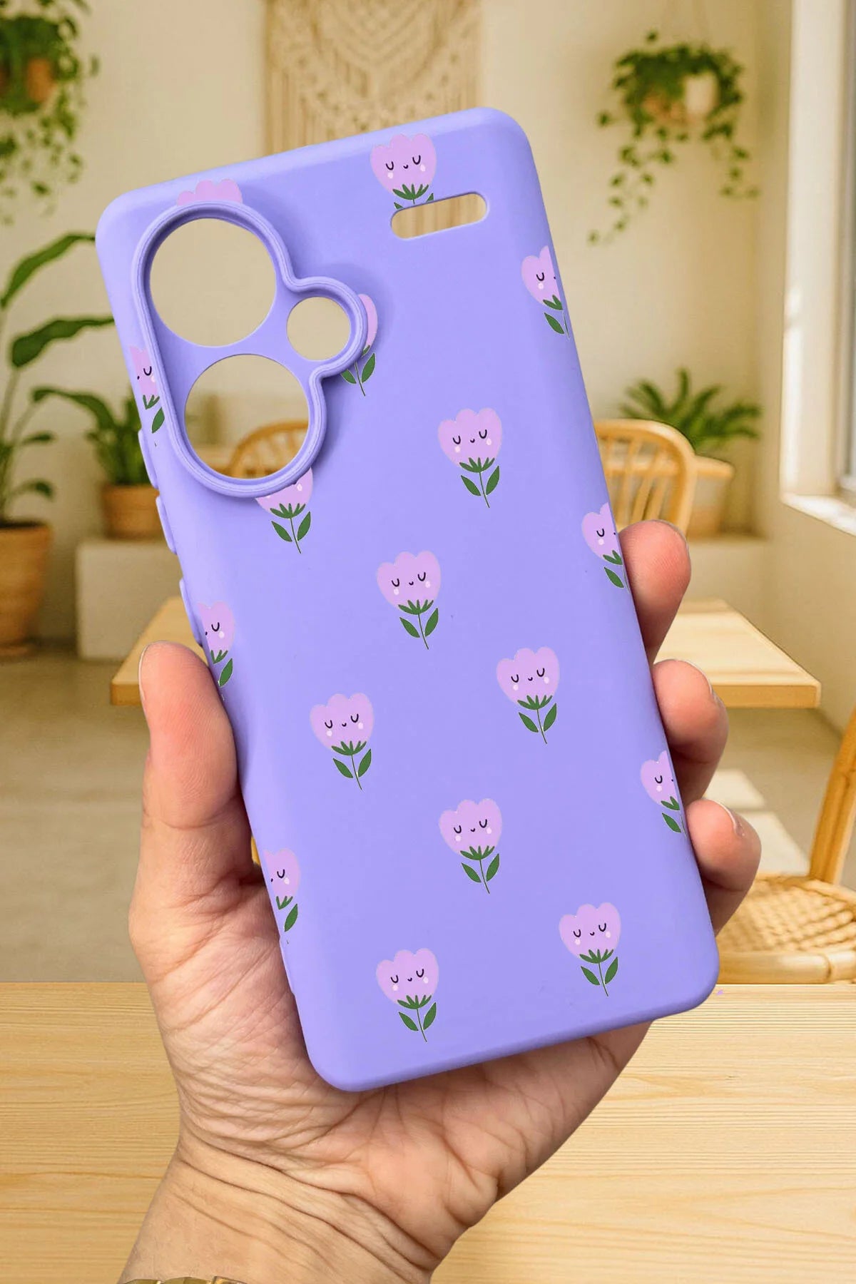 Xiaomi Redmi Note 13 Pro Plus MİNİ LALE DESENLİ Silikon Darbe Emici Klasik Korumalı Rubber Kılıf