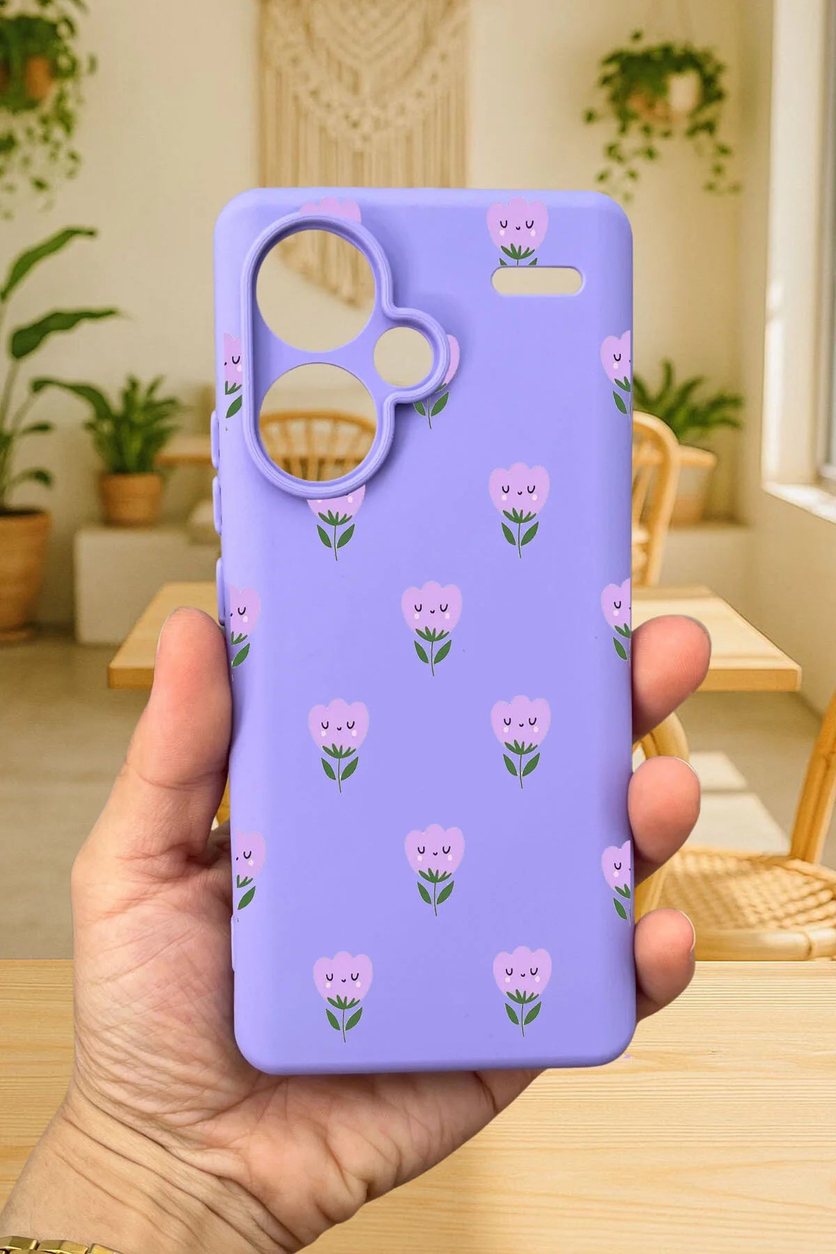 Xiaomi Redmi Note 13 Pro Plus MİNİ LALE DESENLİ Silikon Darbe Emici Klasik Korumalı Rubber Kılıf