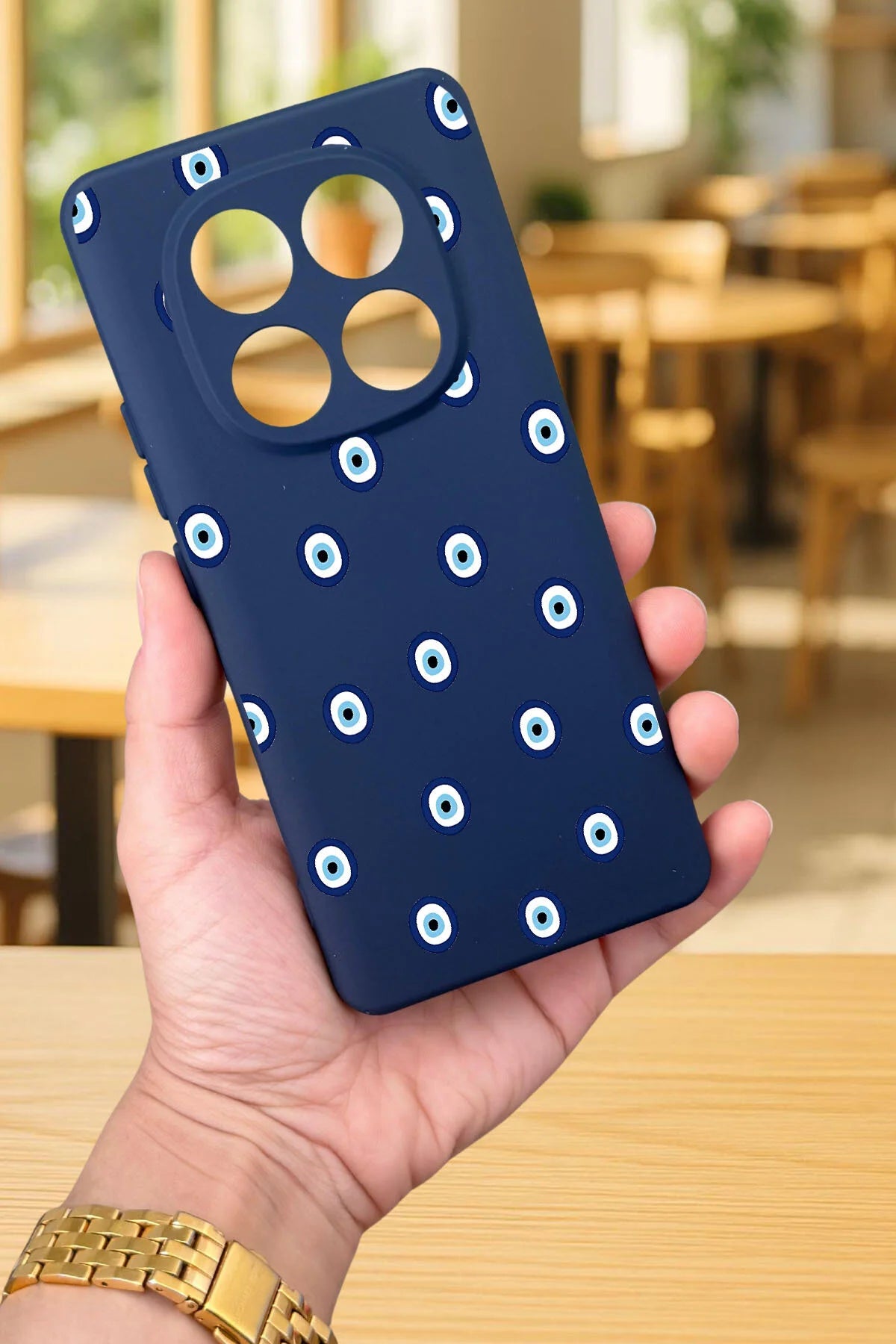 Xiaomi Redmi Note 14 Pro 4G-NAZAR BONCUK DESENLİ Silikon Darbe Emici Klasik Korumalı Rubber Kılıf