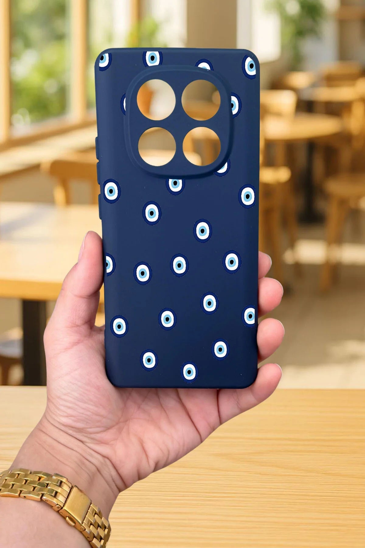 Xiaomi Redmi Note 14 Pro 4G-NAZAR BONCUK DESENLİ Silikon Darbe Emici Klasik Korumalı Rubber Kılıf
