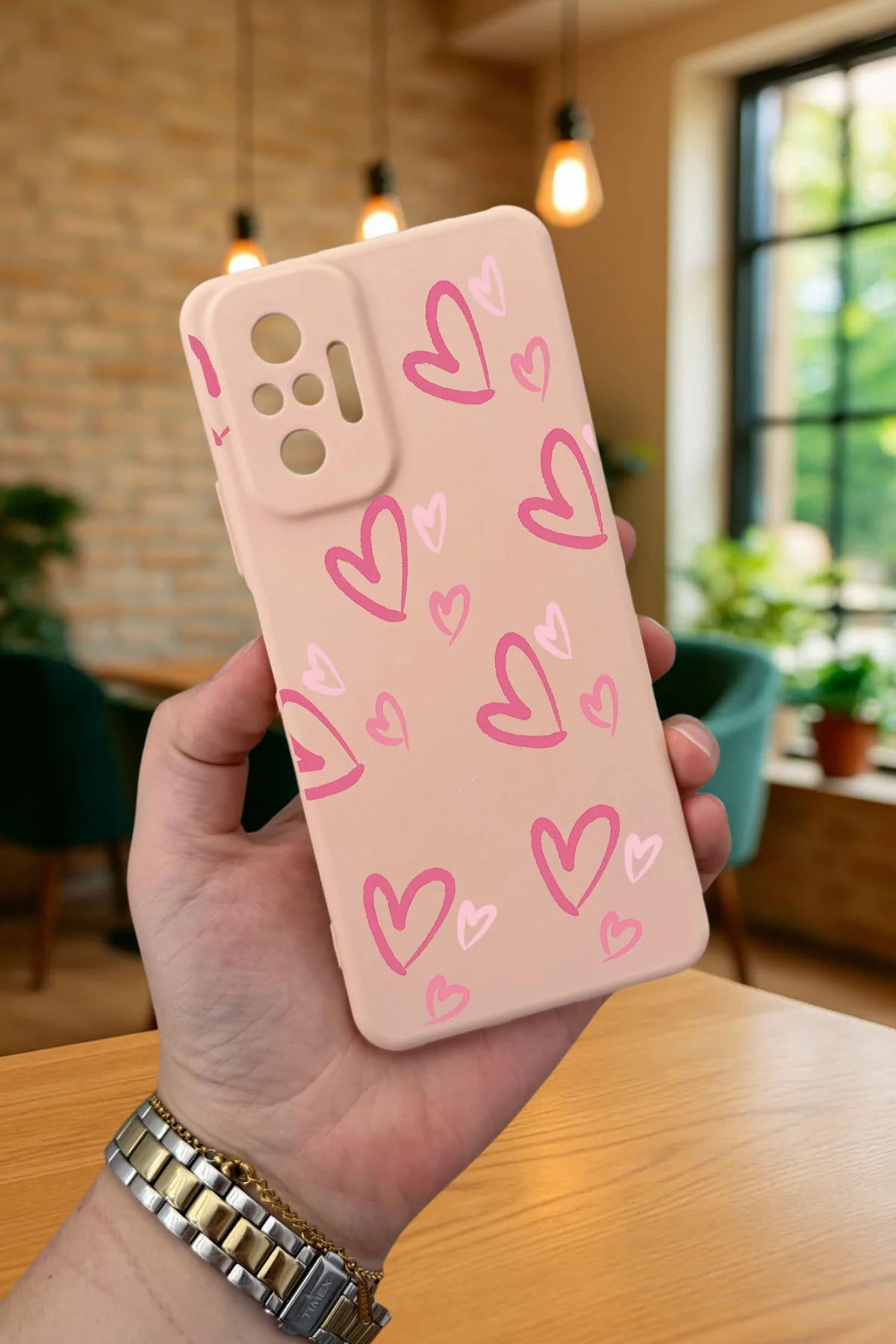 Xiaomi Redmi Note 1O Pro PEMBE KALP DESENLİ Silikon Darbe Emici Klasik Korumalı Rubber Kılıf