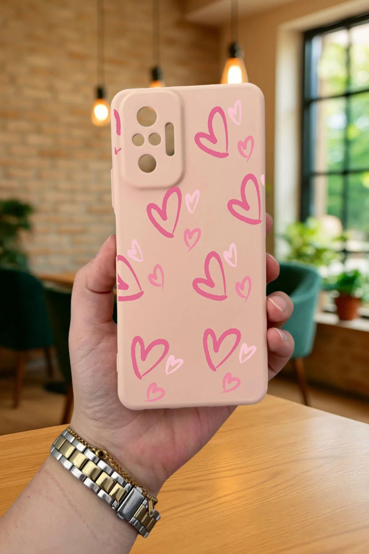 Xiaomi Redmi Note 1O Pro PEMBE KALP DESENLİ Silikon Darbe Emici Klasik Korumalı Rubber Kılıf