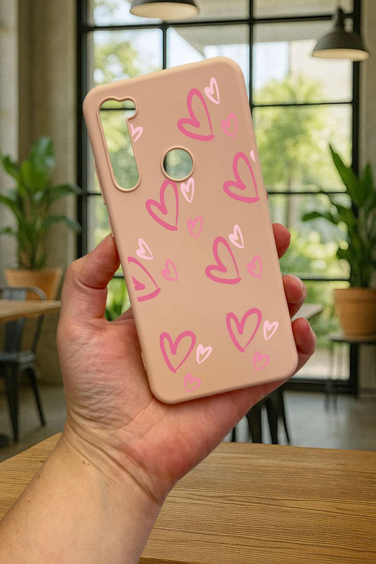 Xiaomi Redmi Note 8 - PEMBE KALP DESENLİ Silikon Darbe Emici Klasik Korumalı Rubber Kılıf