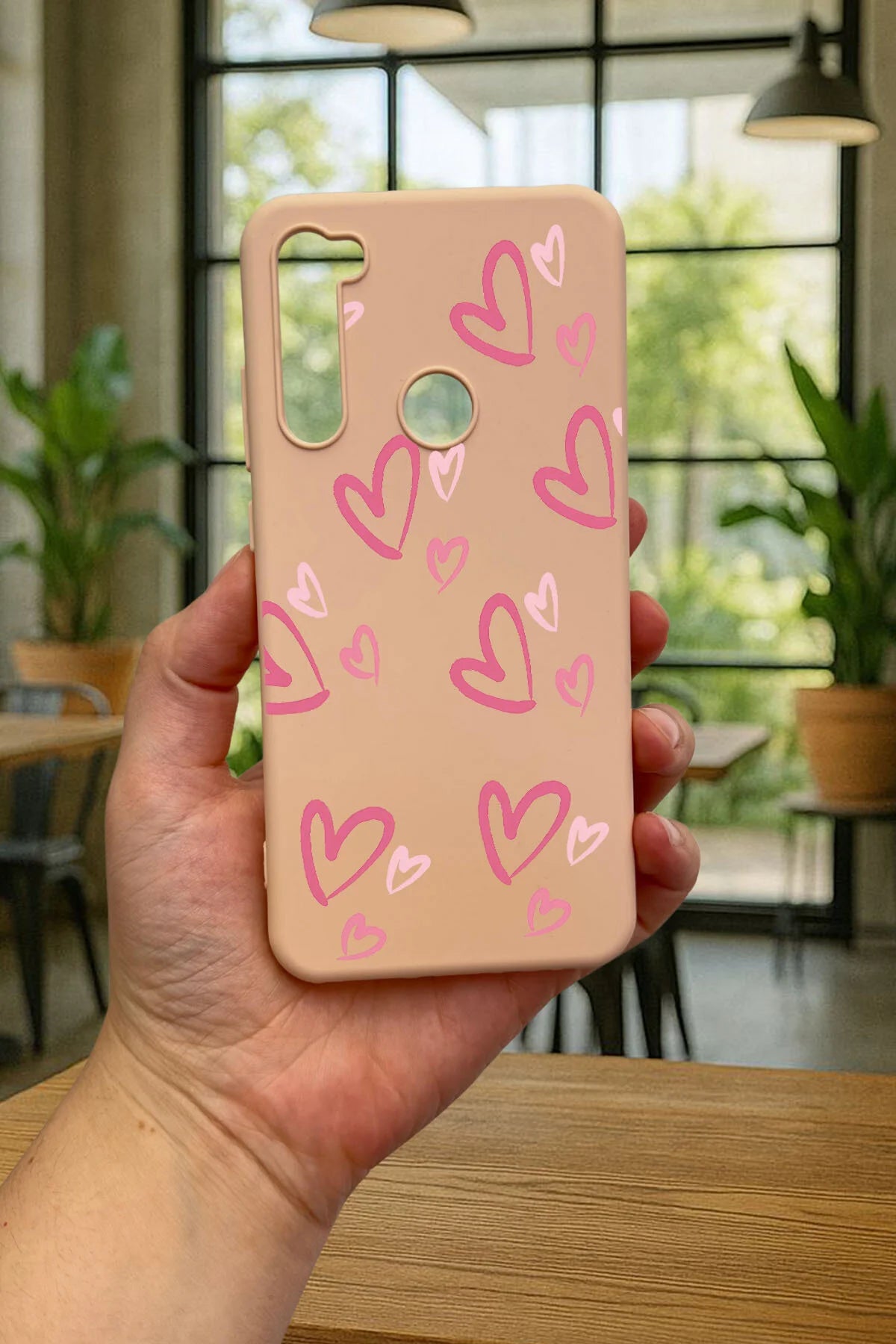 Xiaomi Redmi Note 8 - PEMBE KALP DESENLİ Silikon Darbe Emici Klasik Korumalı Rubber Kılıf