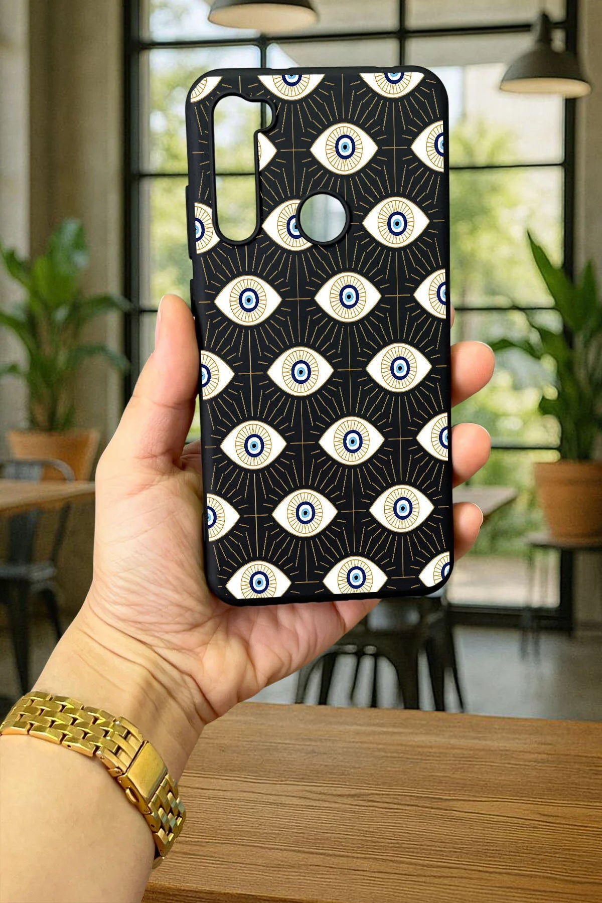 Xiaomi Redmi Note 8 EVIL EYE DESENLİ Silikon Darbe Emici Klasik Korumalı Rubber Kılıf